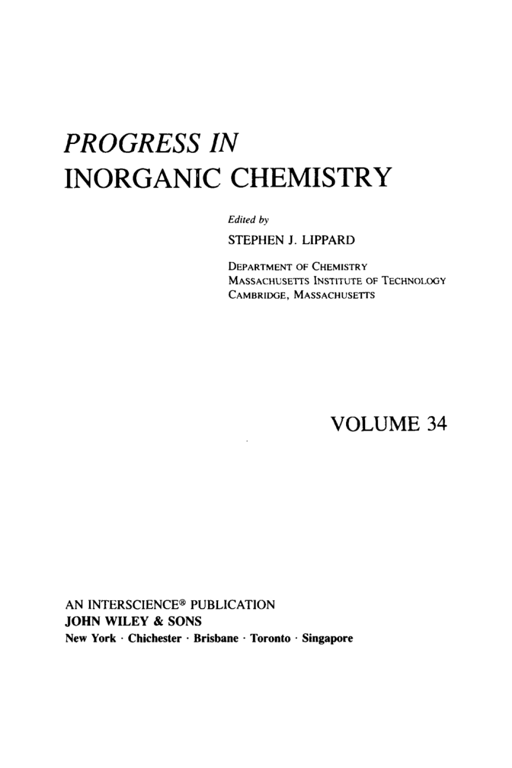 Progress in Inorganic Chemistry 1st Edition â€“ PDF/EPUB Version Downloadable
