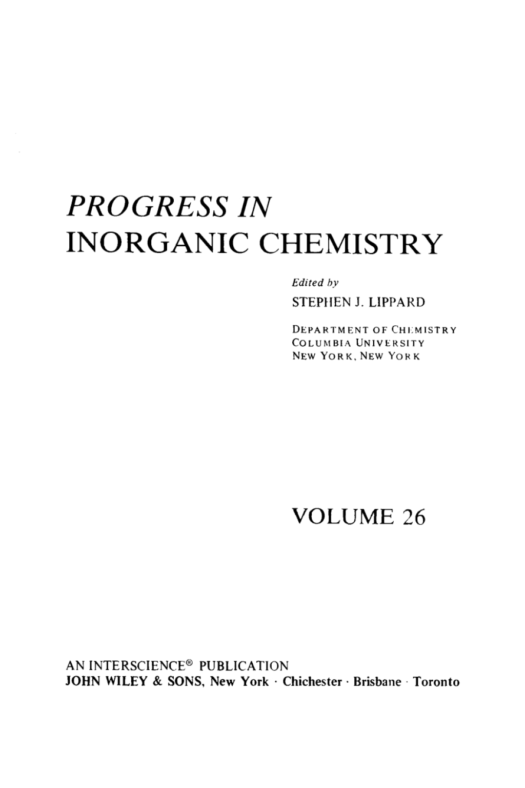 Progress in Inorganic Chemistry 1st Edition â€“ PDF/EPUB Version Downloadable
