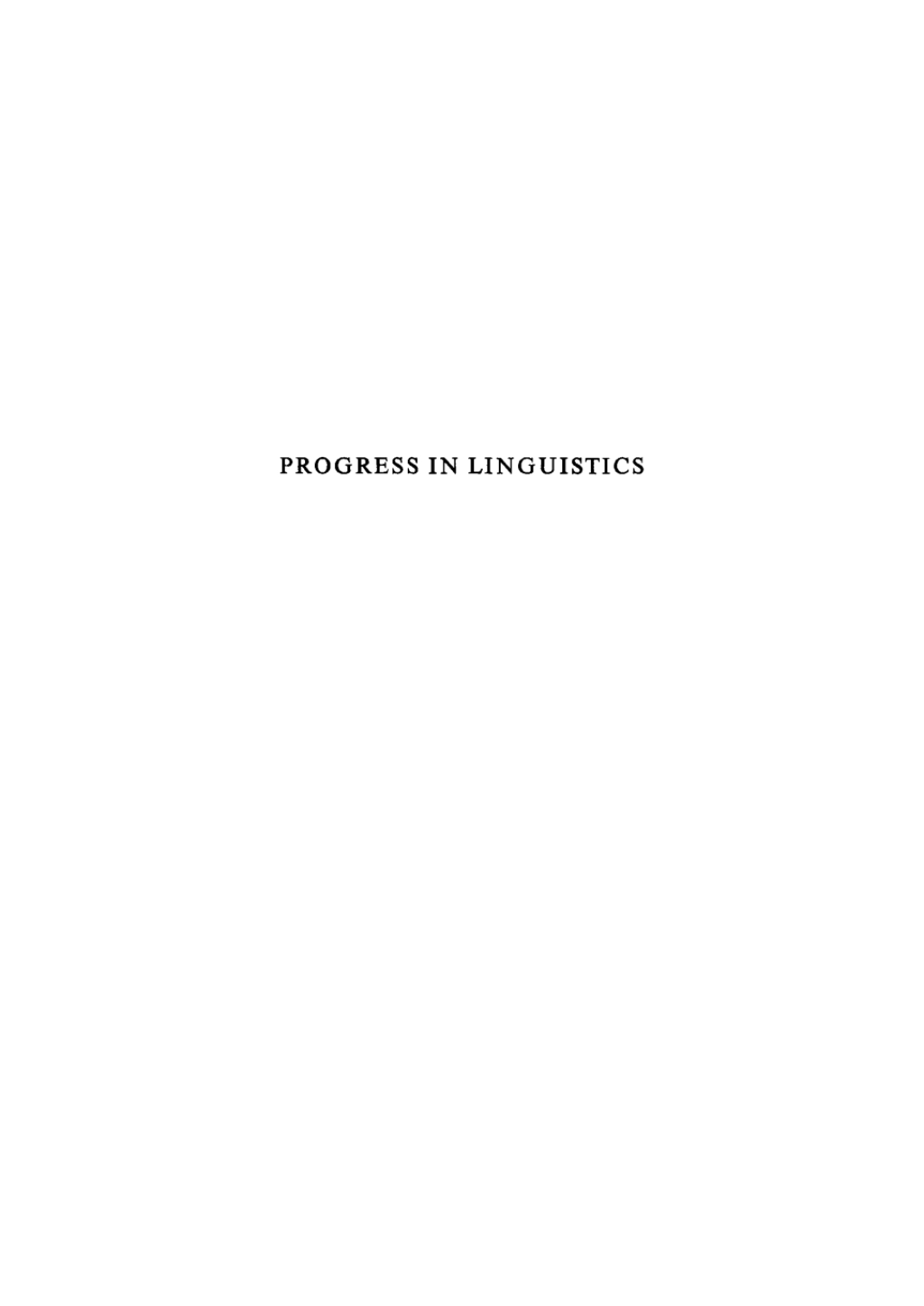 Progress in Linguistics A Collection of Papers 1st Edition â€“ PDF/EPUB Version Downloadable