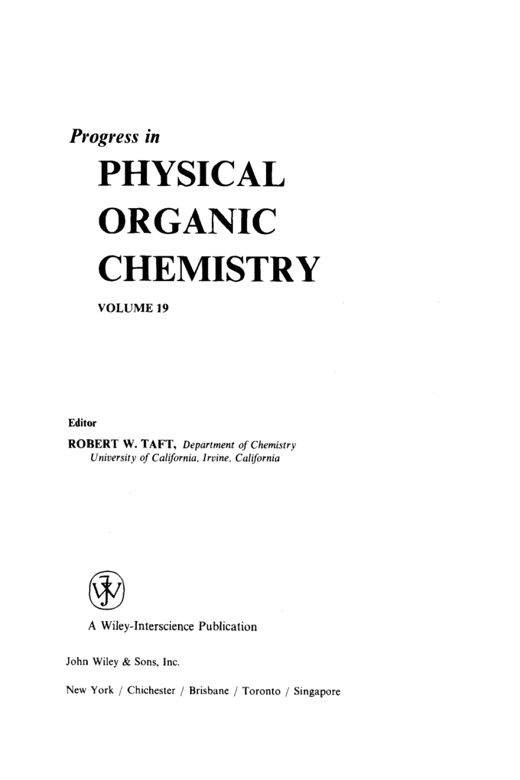 Progress in Physical Organic Chemistry 1st Edition â€“ PDF/EPUB Version Downloadable