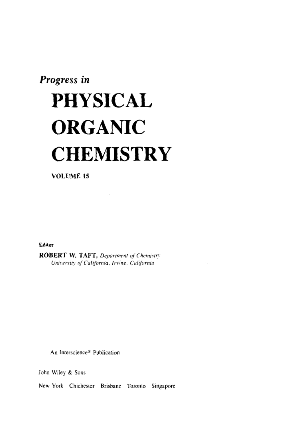 Progress in Physical Organic Chemistry 1st Edition â€“ PDF/EPUB Version Downloadable