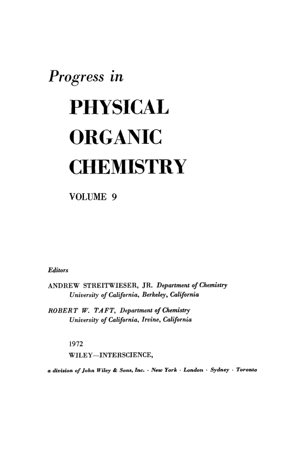 Progress in Physical Organic Chemistry 1st Edition - (PDF/EPUB Version)