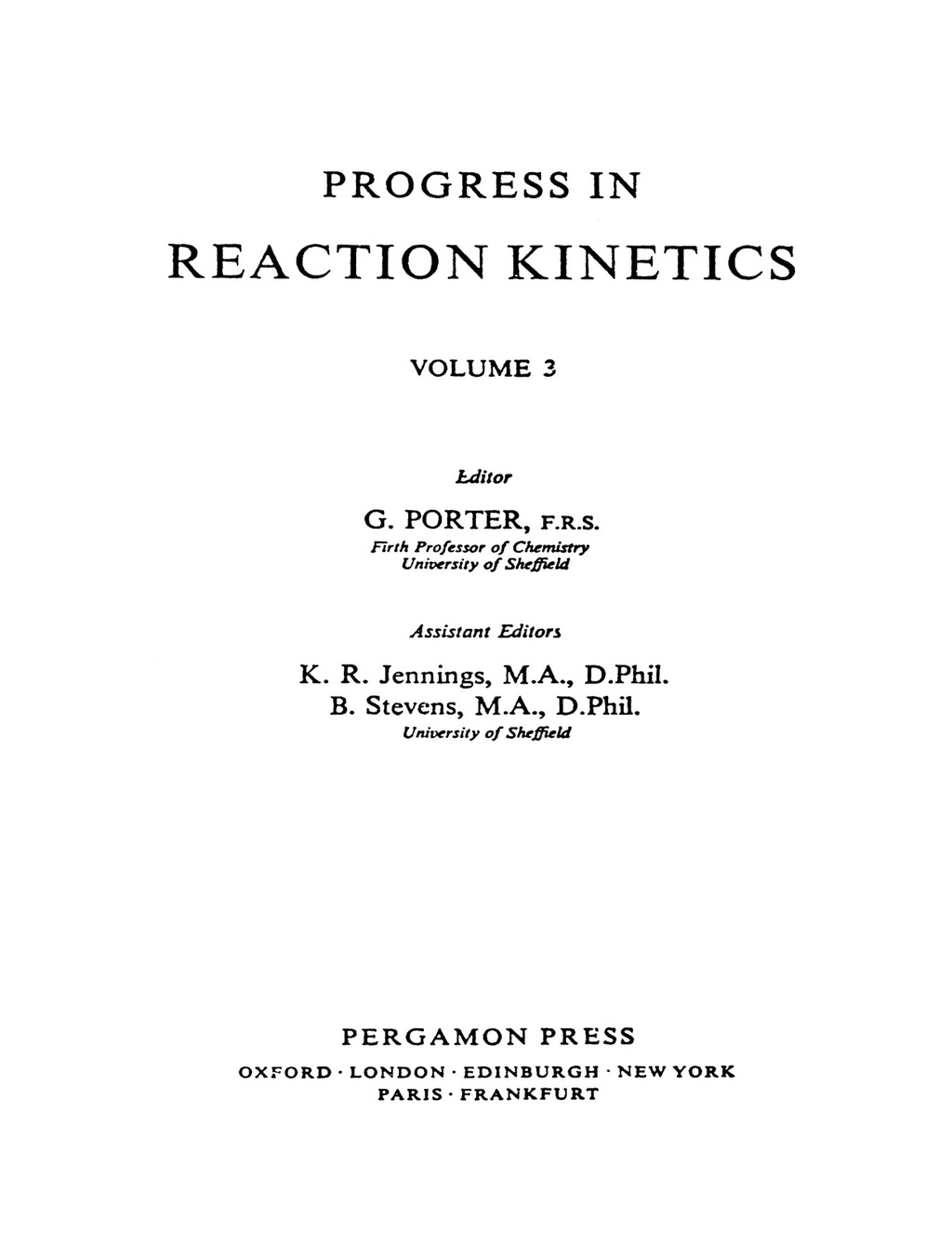 Progress in Reaction Kinetics Volume 3  â€“ PDF/EPUB Version Downloadable