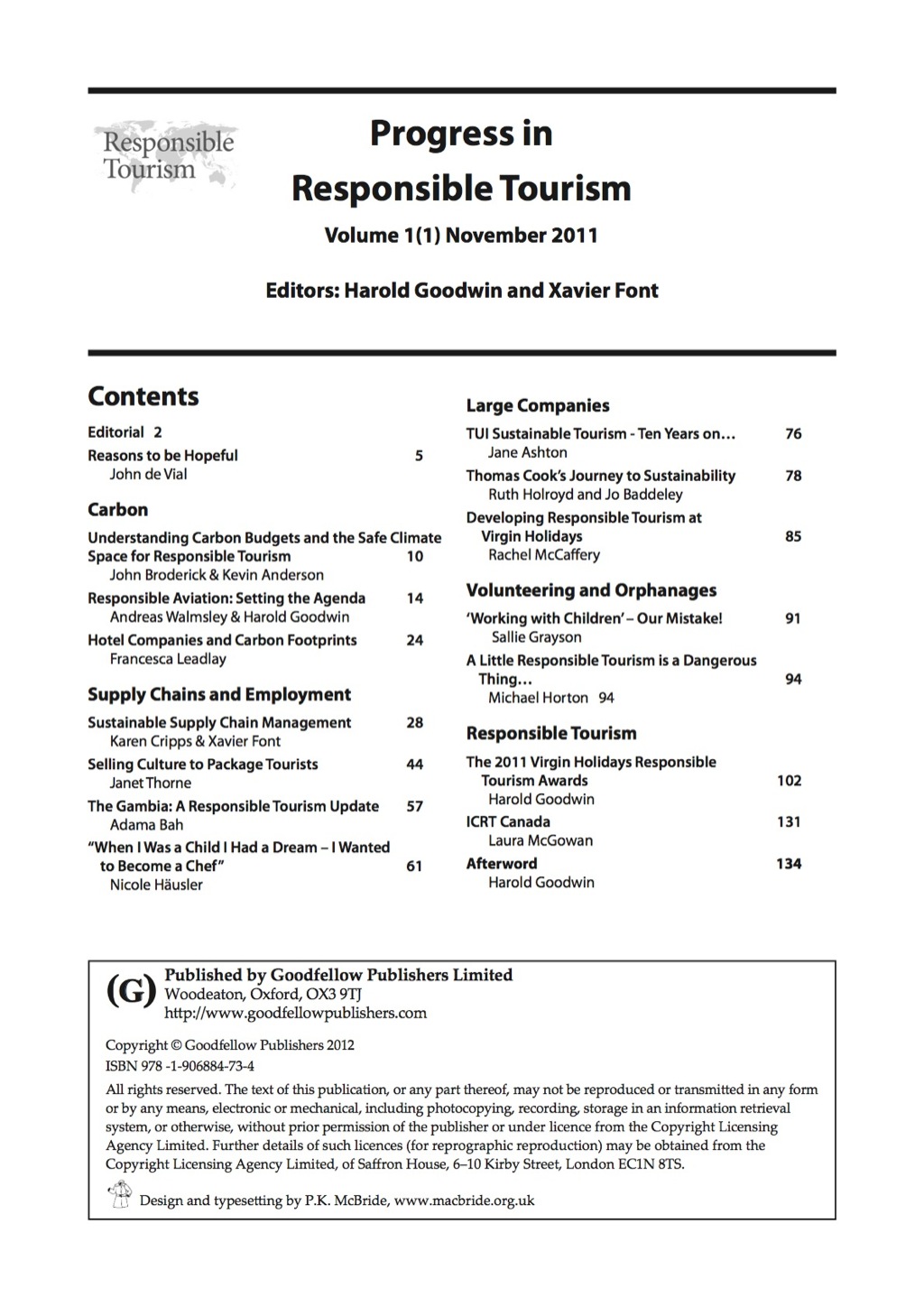 Progress in Responsible Tourism 1(1) - (PDF/EPUB Version)