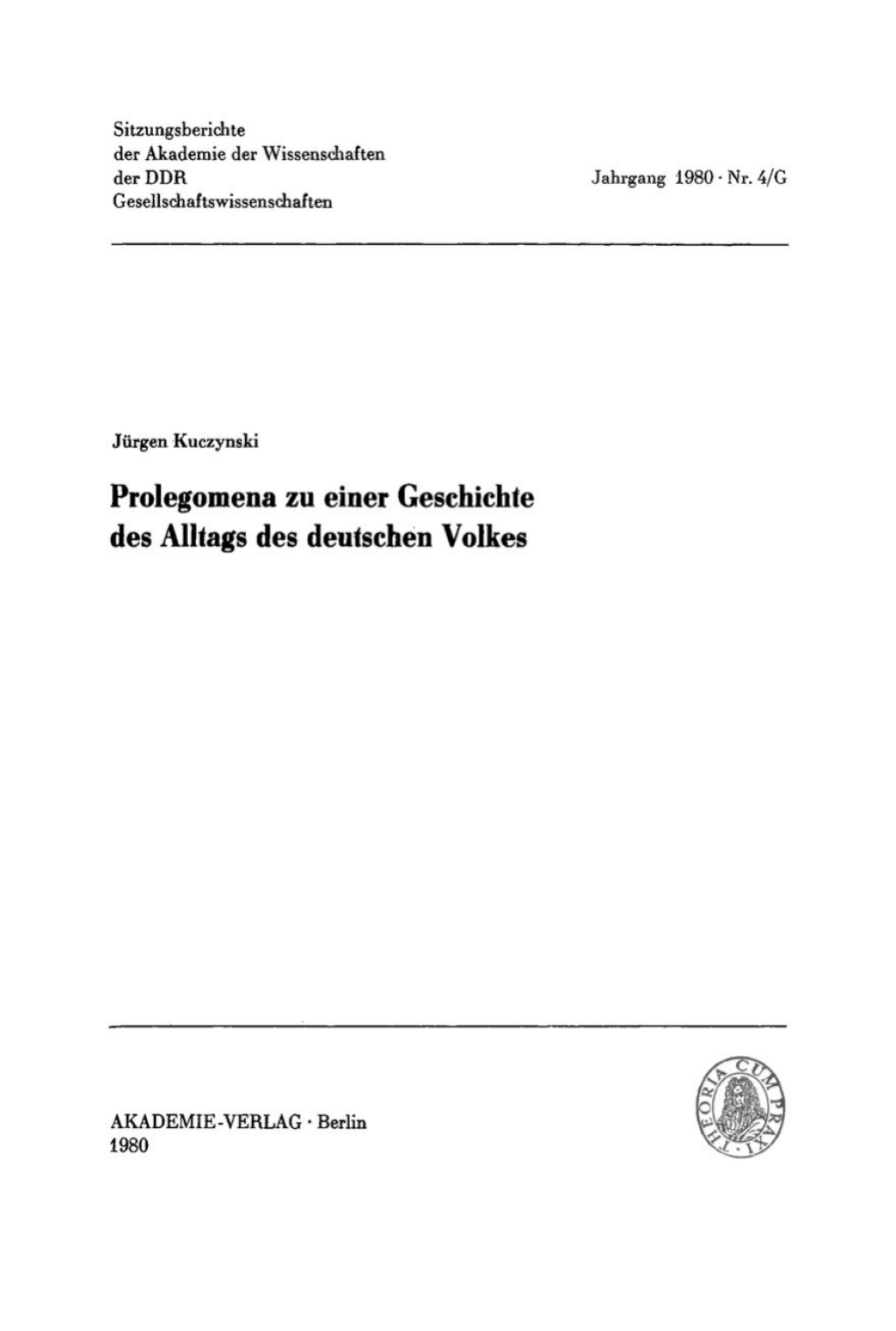 Prolegomena zu einer Geschichte des Alltags des deutschen Volkes 1st Edition â€“ PDF/EPUB Version Downloadable
