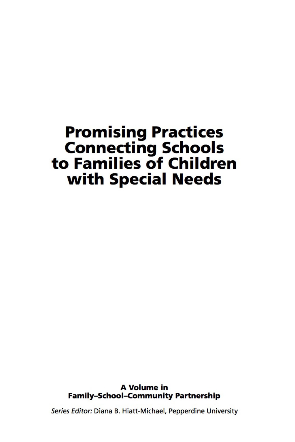 Promising Practices Connecting Schools to Families of Children with Special Needs  â€“ PDF/EPUB Version Downloadable