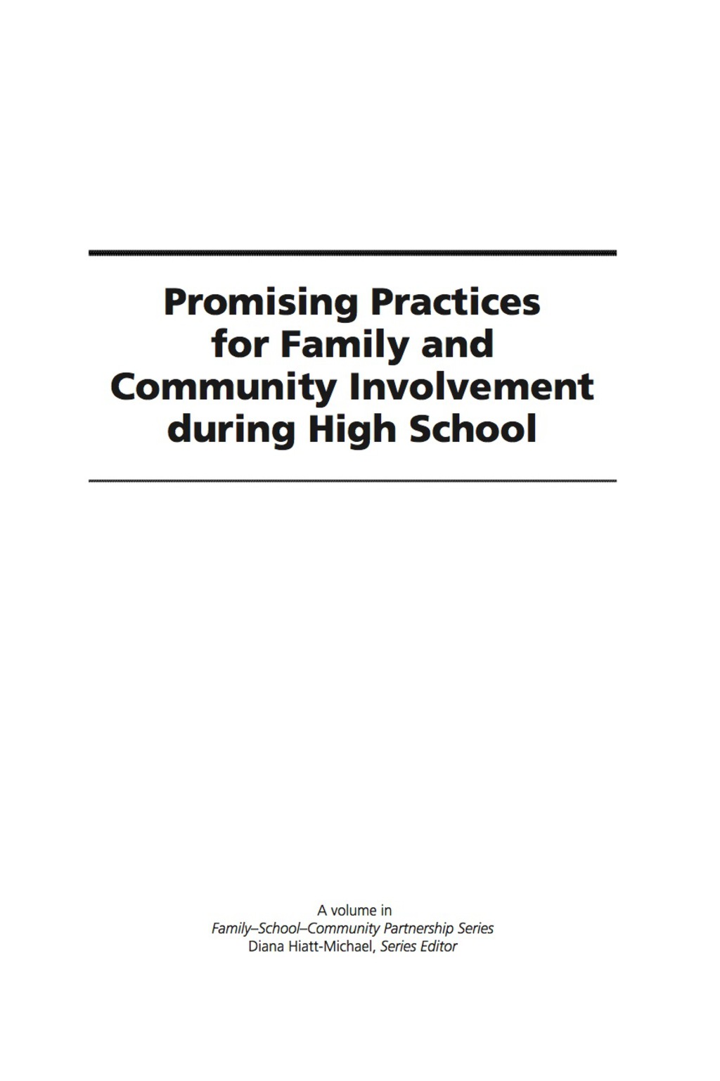 Promising Practices for Family and Community Involvement during High School  â€“ PDF/EPUB Version Downloadable