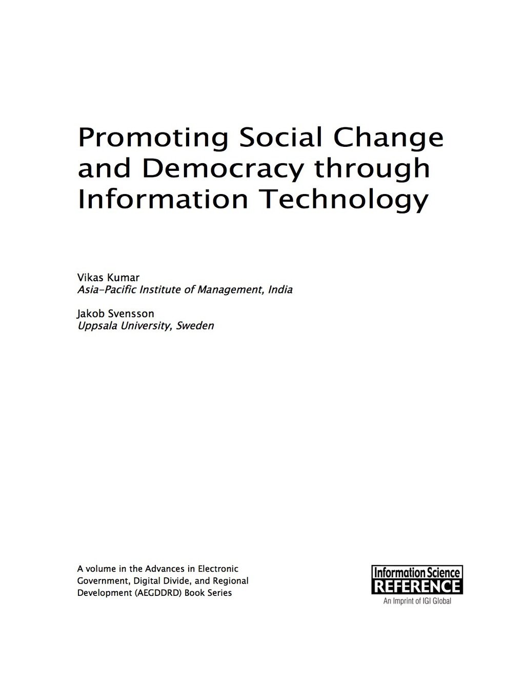 Promoting Social Change and Democracy through Information Technology  â€“ PDF/EPUB Version Downloadable