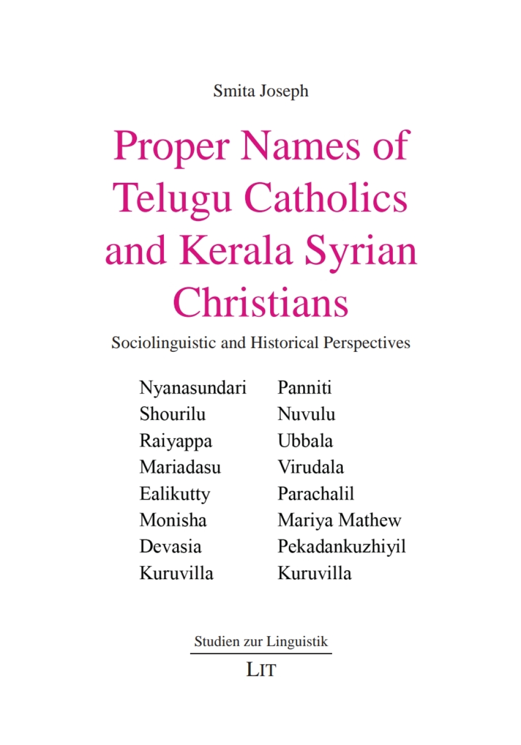 Proper Names of Telugu Catholics and Kerala Syrian Christians Sociolinguistic and Historical Perspectives  â€“ PDF/EPUB Version Downloadable