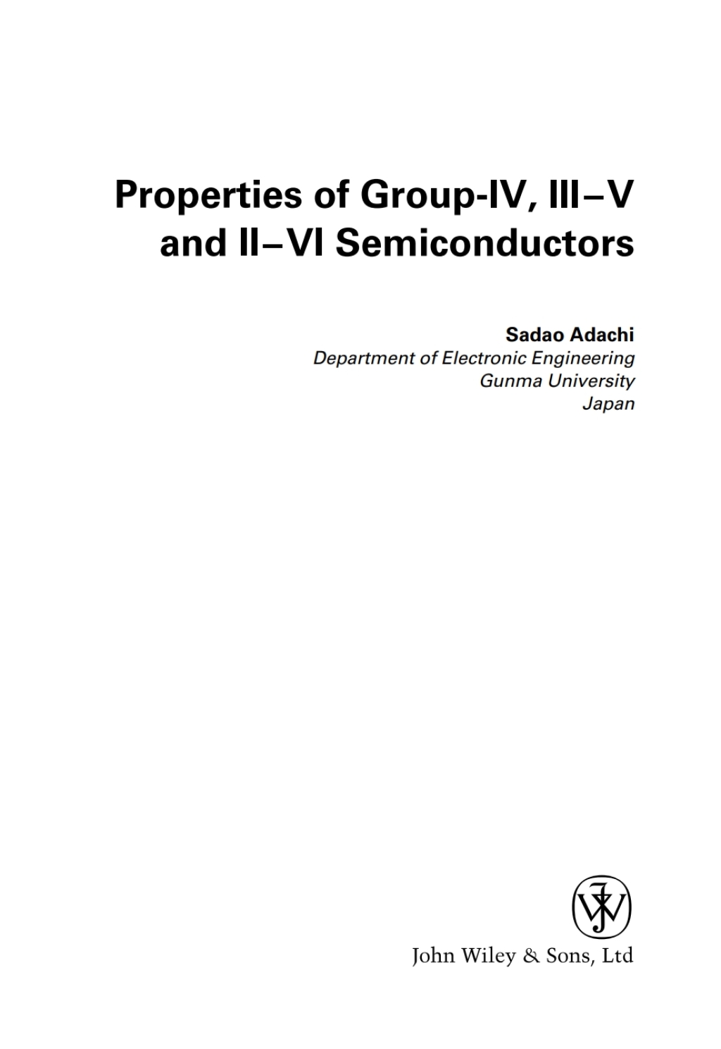 Properties of Group-IV, III-V and II-VI Semiconductors 1st Edition â€“ PDF/EPUB Version Downloadable