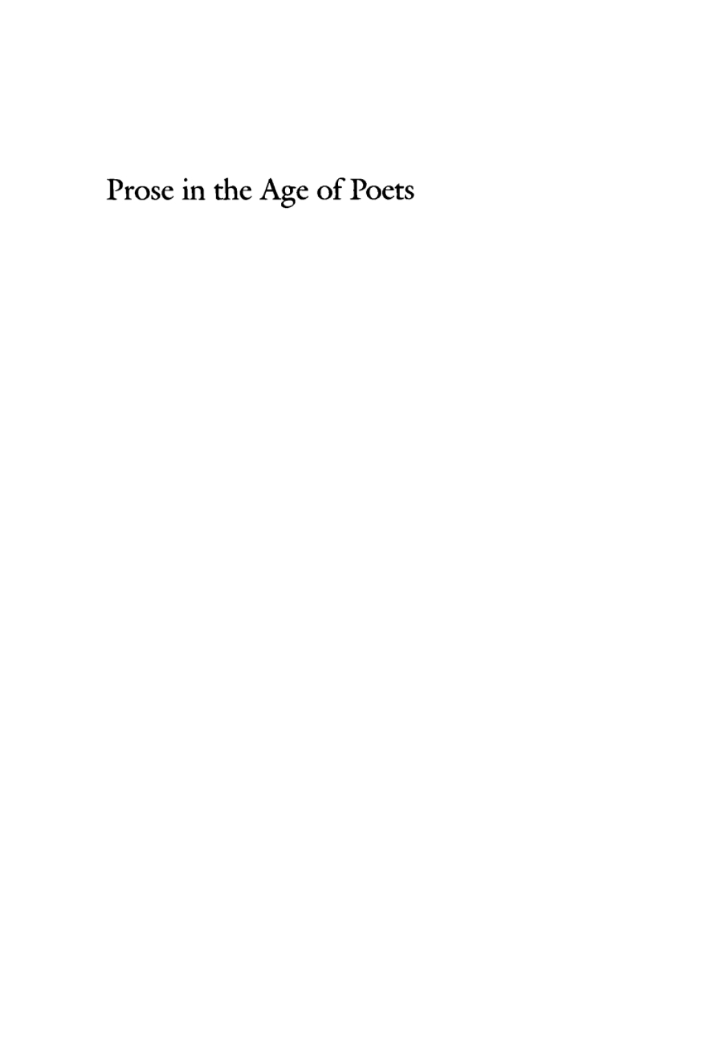 Prose in the Age of Poets Romanticism and Biographical Narrative from Johnson to De Quincey  â€“ PDF/EPUB Version Downloadable