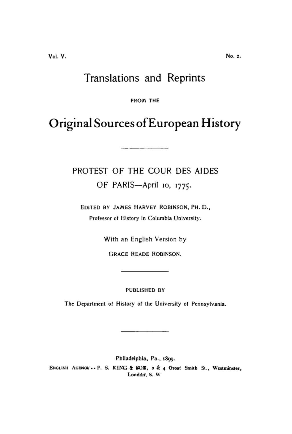 Protest of the Cour Des Aides of Paris--April 10, 1775  â€“ PDF/EPUB Version Downloadable