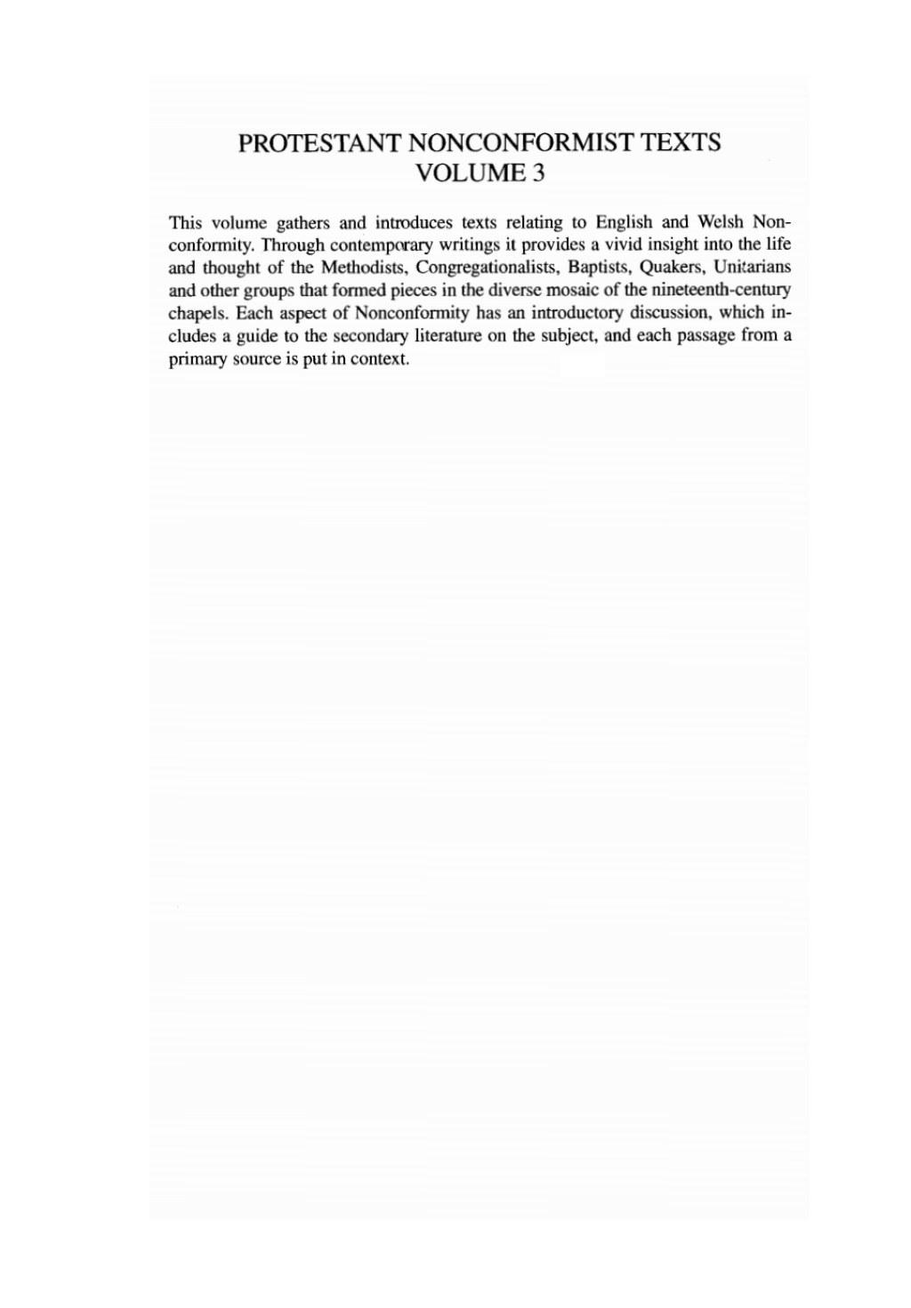 Protestant Nonconformist Texts Volume 3 The Nineteenth Century  â€“ PDF/EPUB Version Downloadable