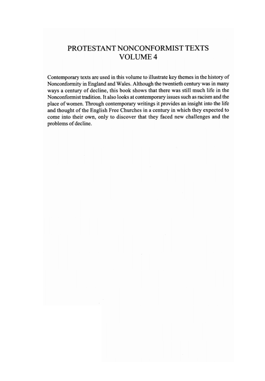 Protestant Nonconformist Texts Volume 4 The Twentieth Century  â€“ PDF/EPUB Version Downloadable