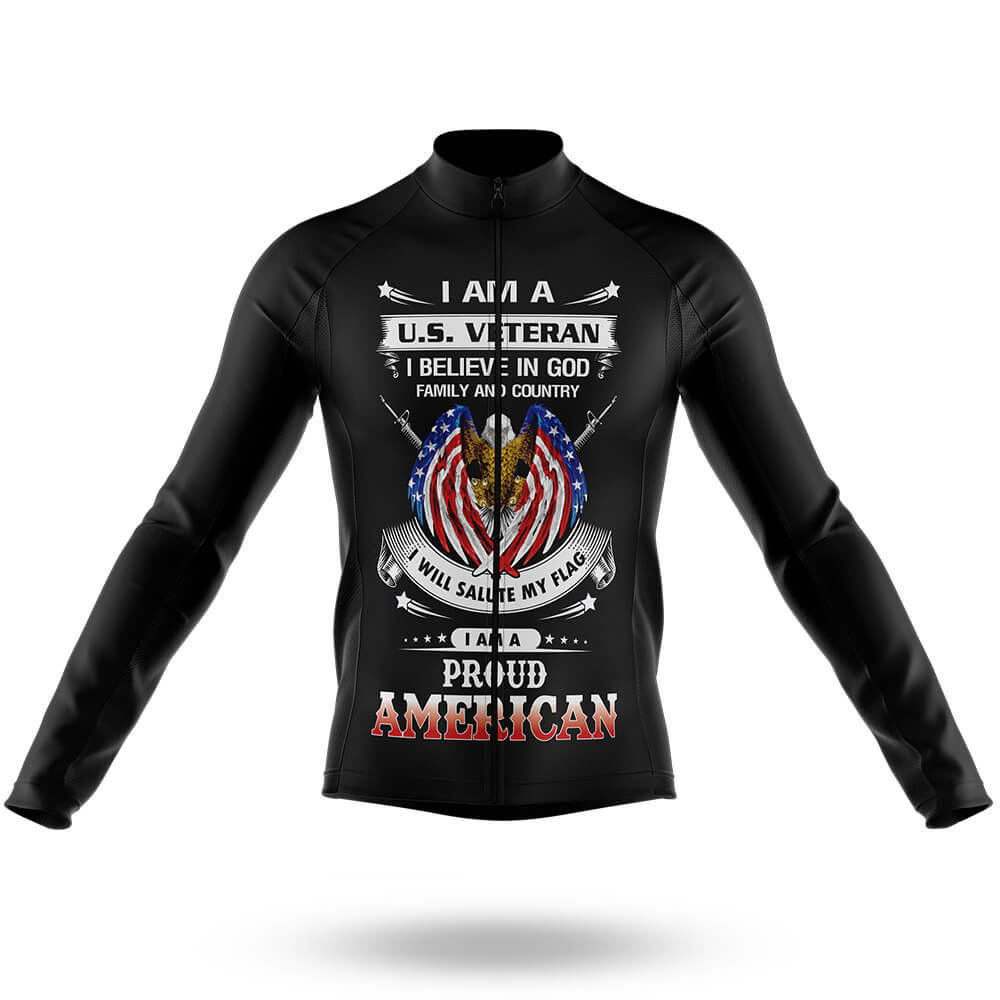 Proud US Veteran - Men's Cycling Long Sleeve Jersey
