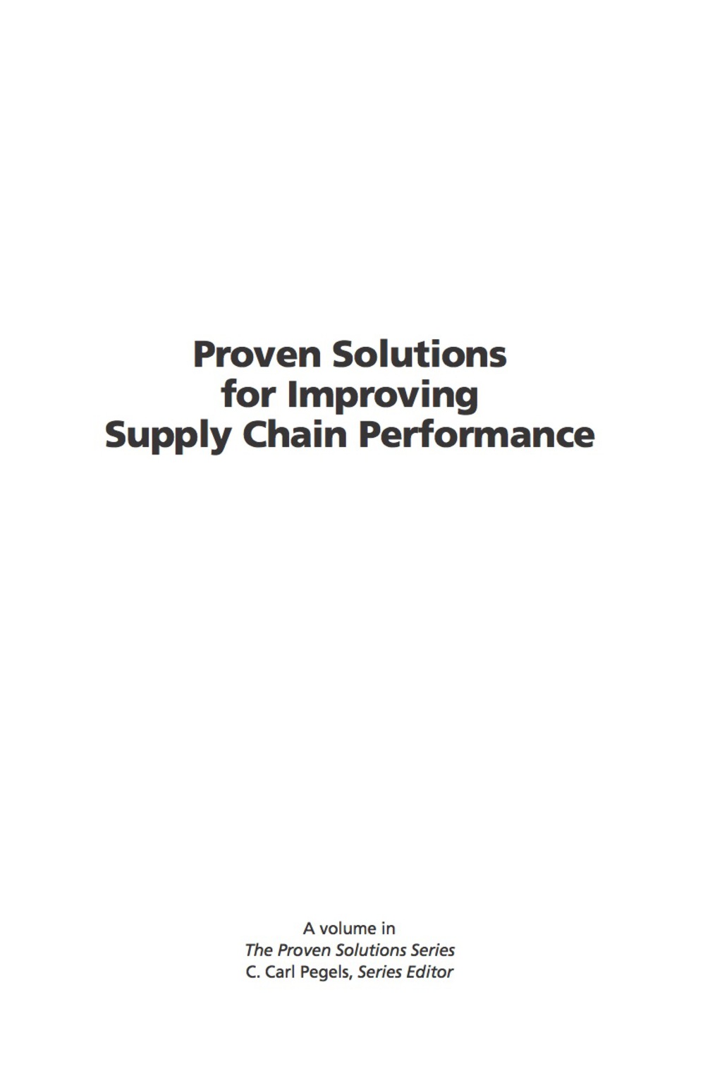 Proven Solutions for Improving Supply Chain Performance  â€“ PDF/EPUB Version Downloadable