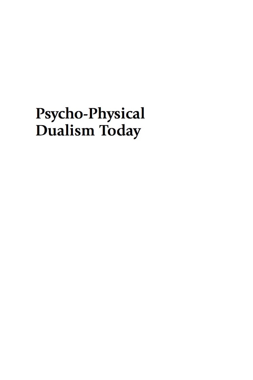 Psycho-Physical Dualism Today An Interdisciplinary Approach 1st Edition â€“ PDF/EPUB Version Downloadable