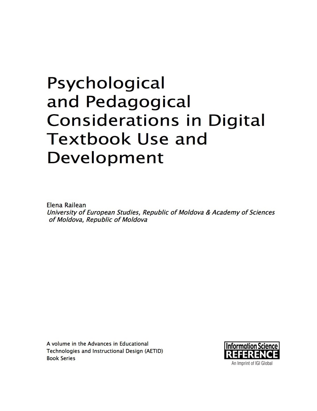 Psychological and Pedagogical Considerations in Digital Textbook Use and Development  â€“ PDF/EPUB Version Downloadable