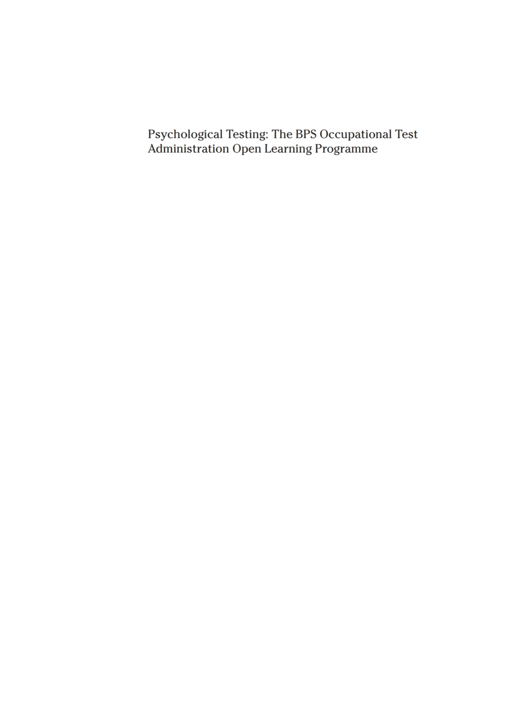 Psychological Testing BPS Occupational Test Administration Open Learning Programme 1st Edition â€“ PDF/EPUB Version Downloadable