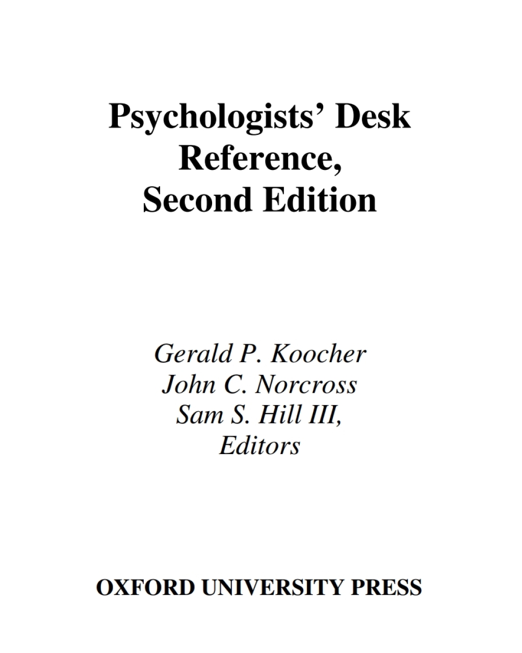 Psychologists' Desk Reference 2nd Edition â€“ PDF/EPUB Version Downloadable