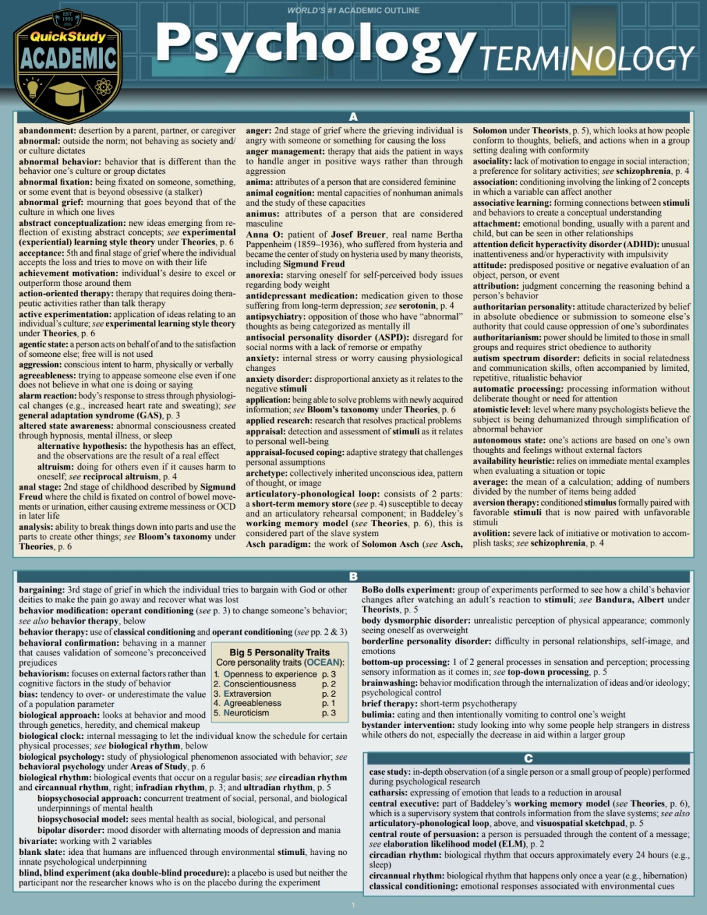 Psychology Terminology a QuickStudy Digital Reference Guide 1st Edition - (PDF/EPUB Version)