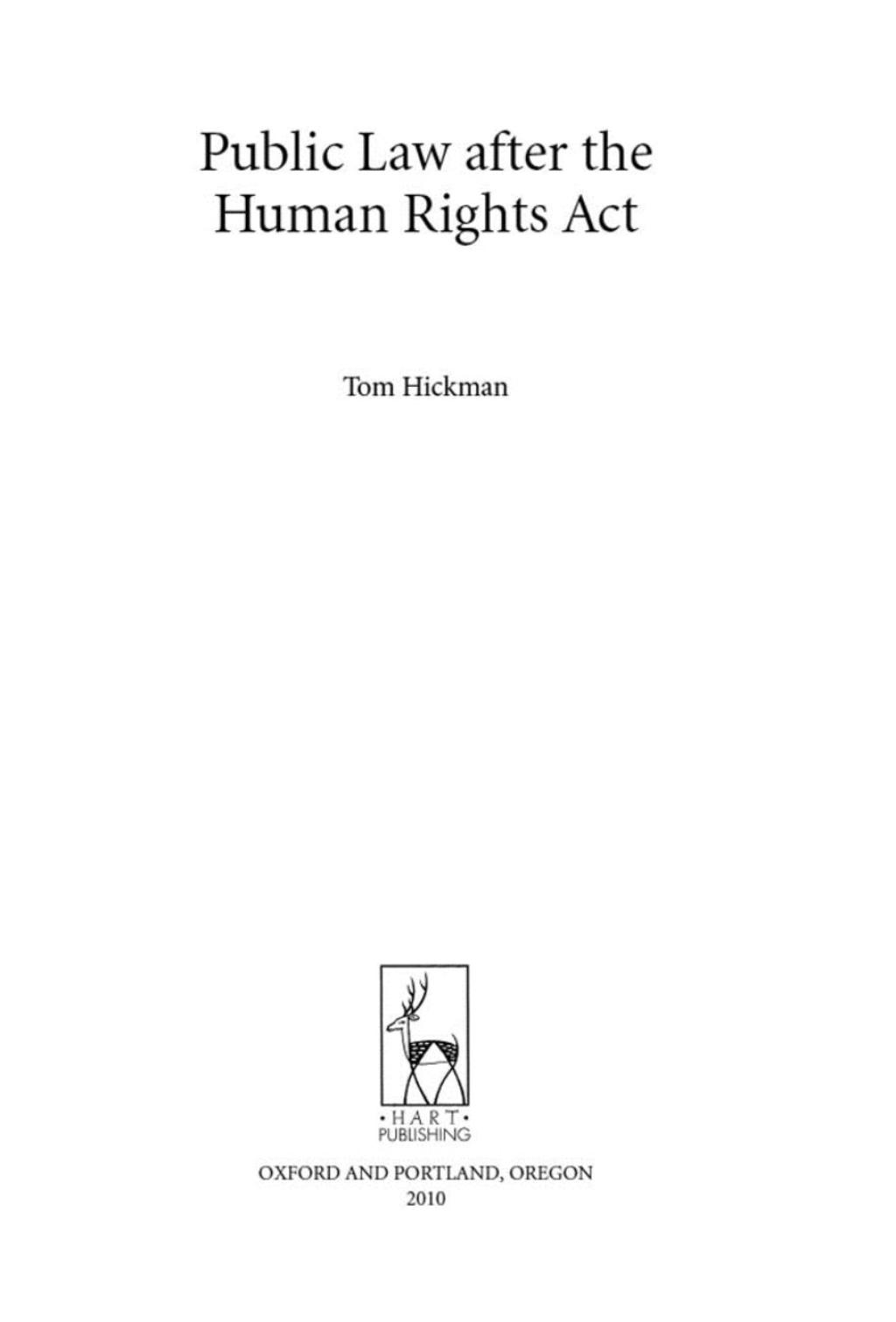 Public Law after the Human Rights Act 1st Edition â€“ PDF/EPUB Version Downloadable