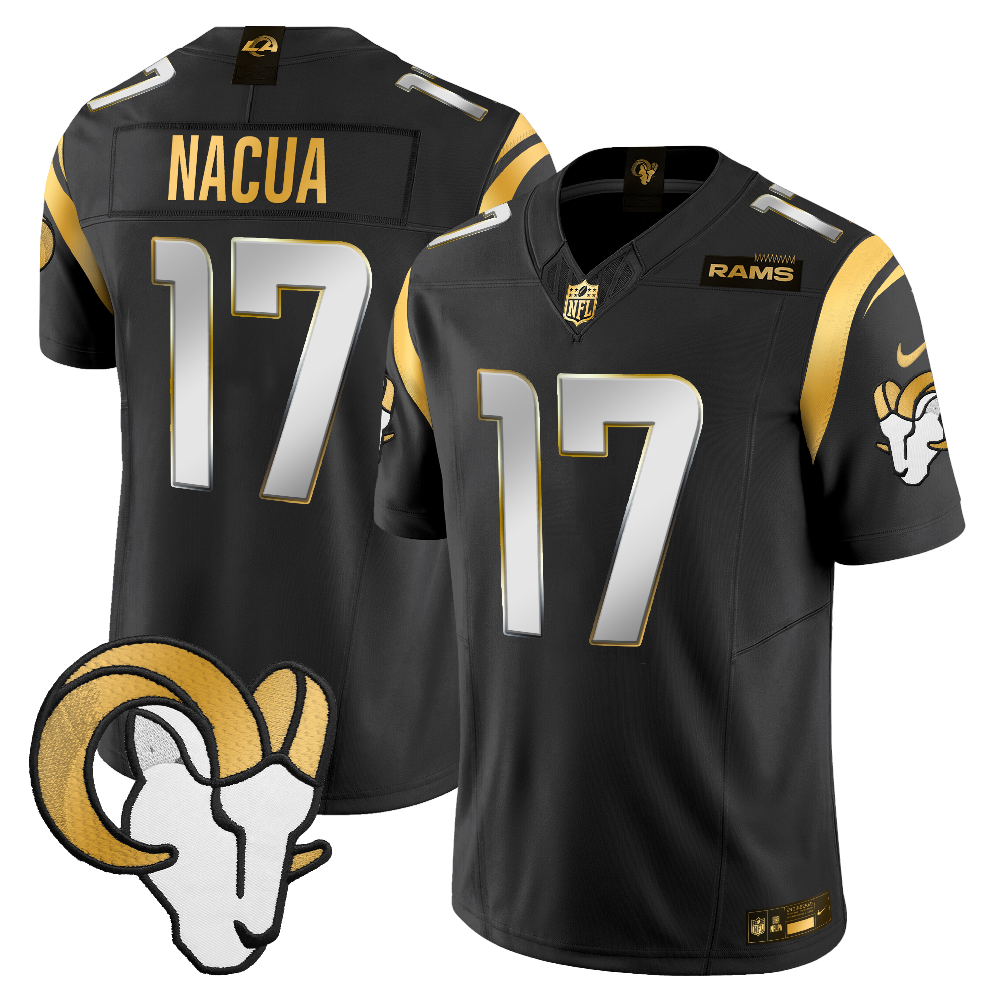 Puka Nacua Men's Los Angeles Rams 2024 Gold Vapor Limited Black Limited Jersey - All Stitched