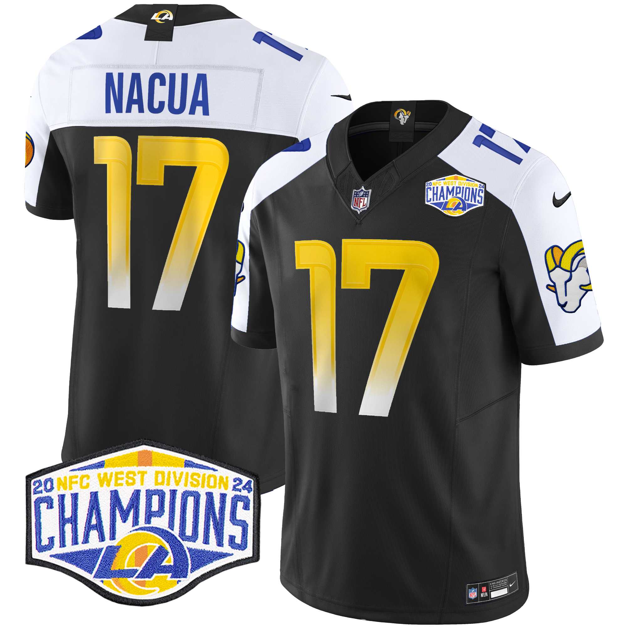 Puka Nacua Men's Los Angeles Rams 2024 NFC West Division Champions Vapor Limited Black Alternate Jersey - All Stitched