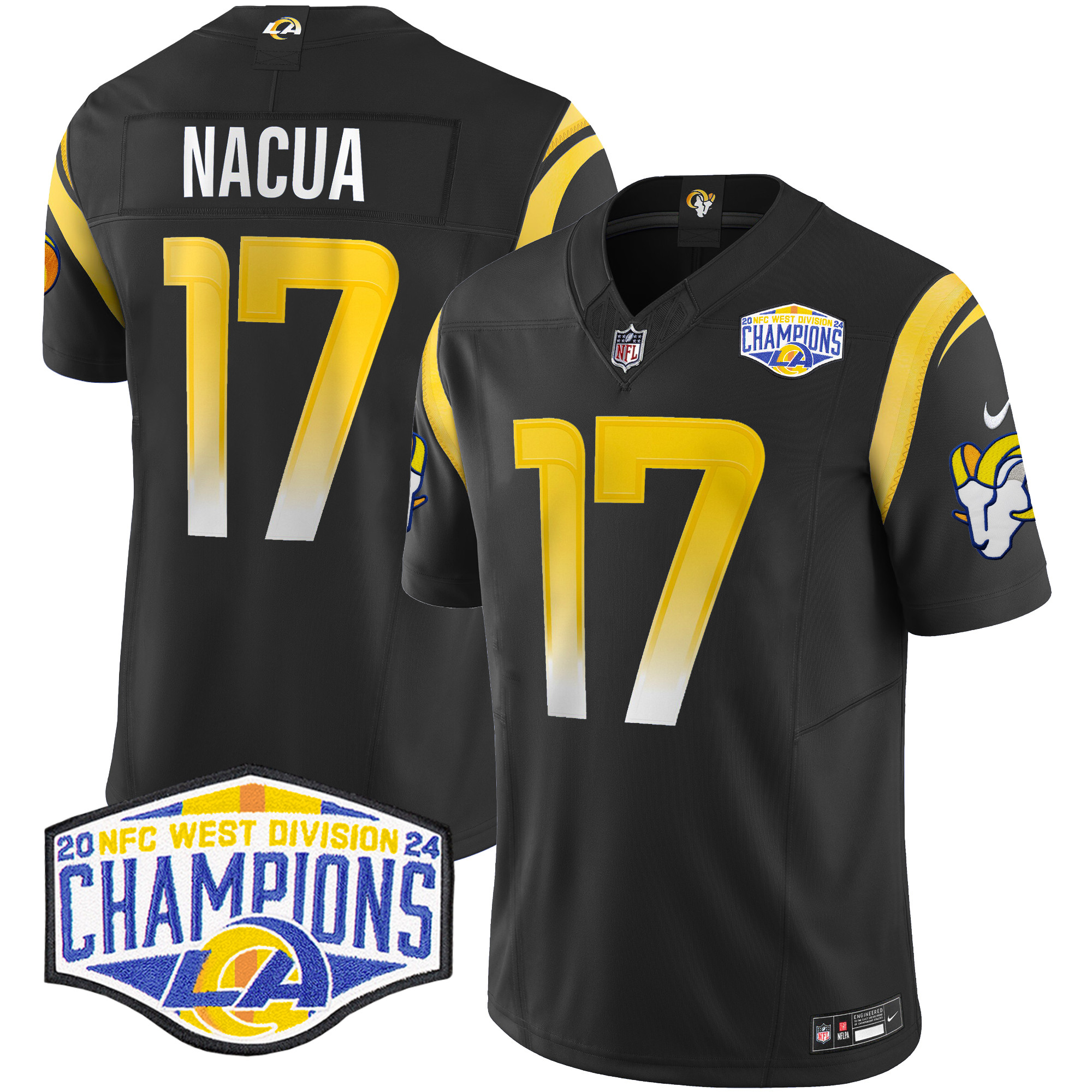 Puka Nacua Men's Los Angeles Rams 2024 NFC West Division Champions Vapor Limited Black Jersey - All Stitched