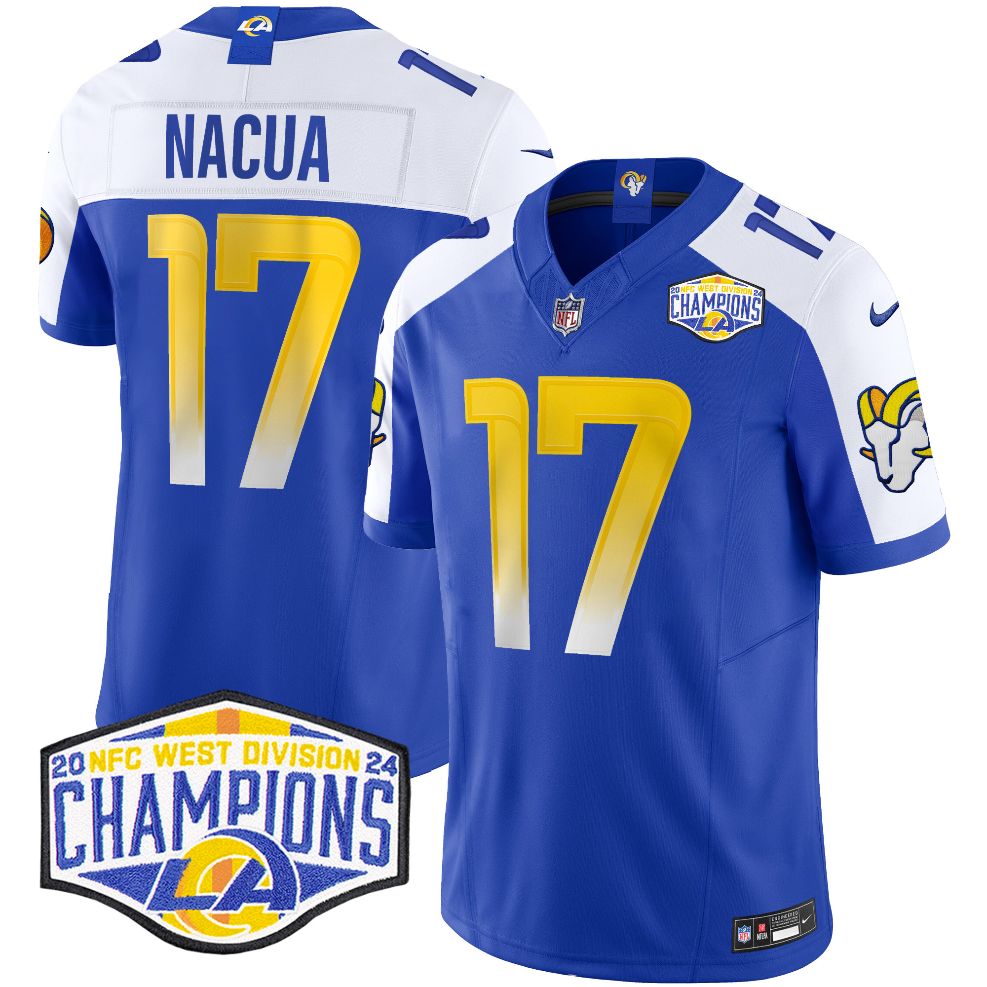 Puka Nacua Men's Los Angeles Rams 2024 NFC West Division Champions Vapor Limited Royal Alternate Jersey - All Stitched