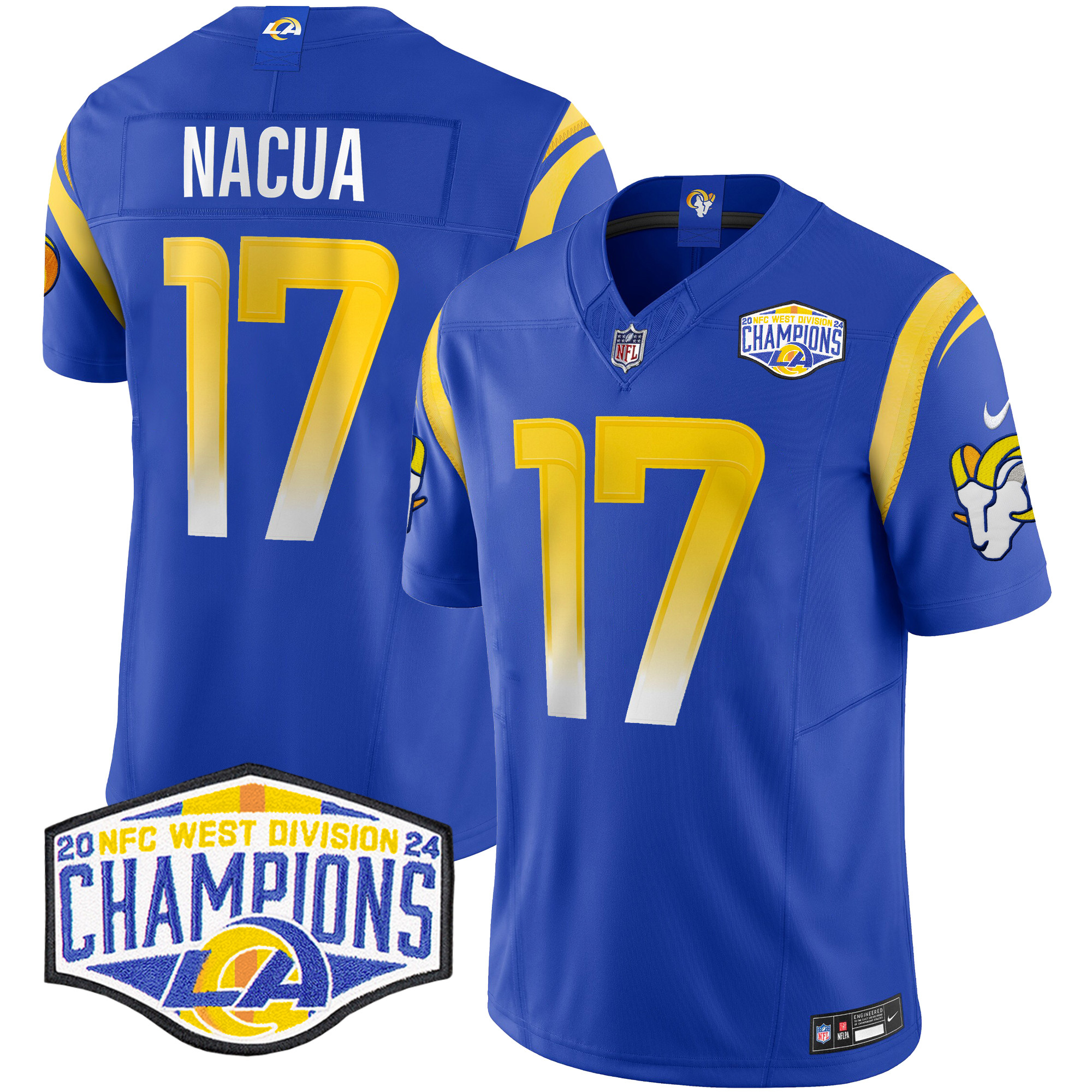 Puka Nacua Men's Los Angeles Rams 2024 NFC West Division Champions Vapor Limited Royal Jersey - All Stitched