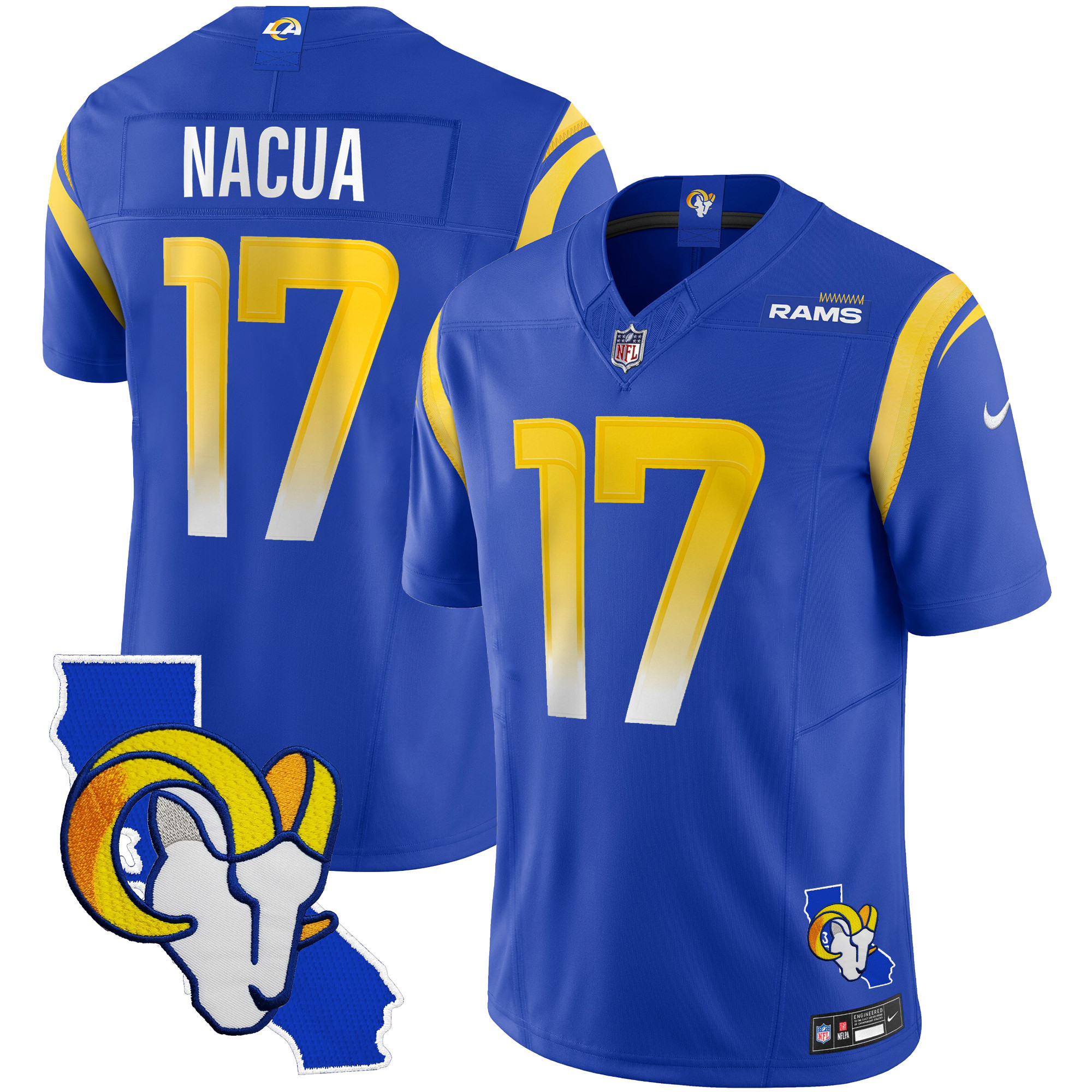 Puka Nacua Men's Los Angeles Rams California Patch Vapor Limited Royal Jersey - All Stitched