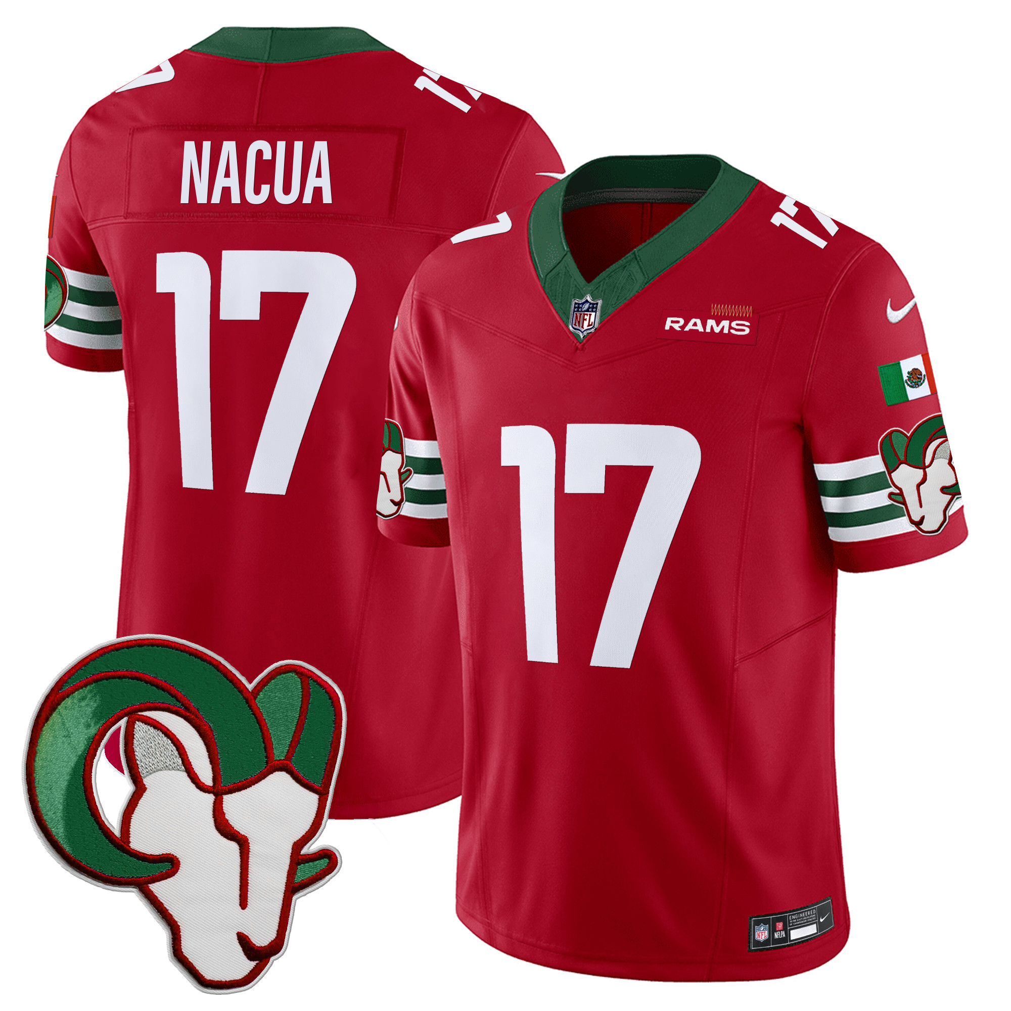 Puka Nacua Men's Los Angeles Rams Mexico Vapor Limited Red Jersey - All Stitched