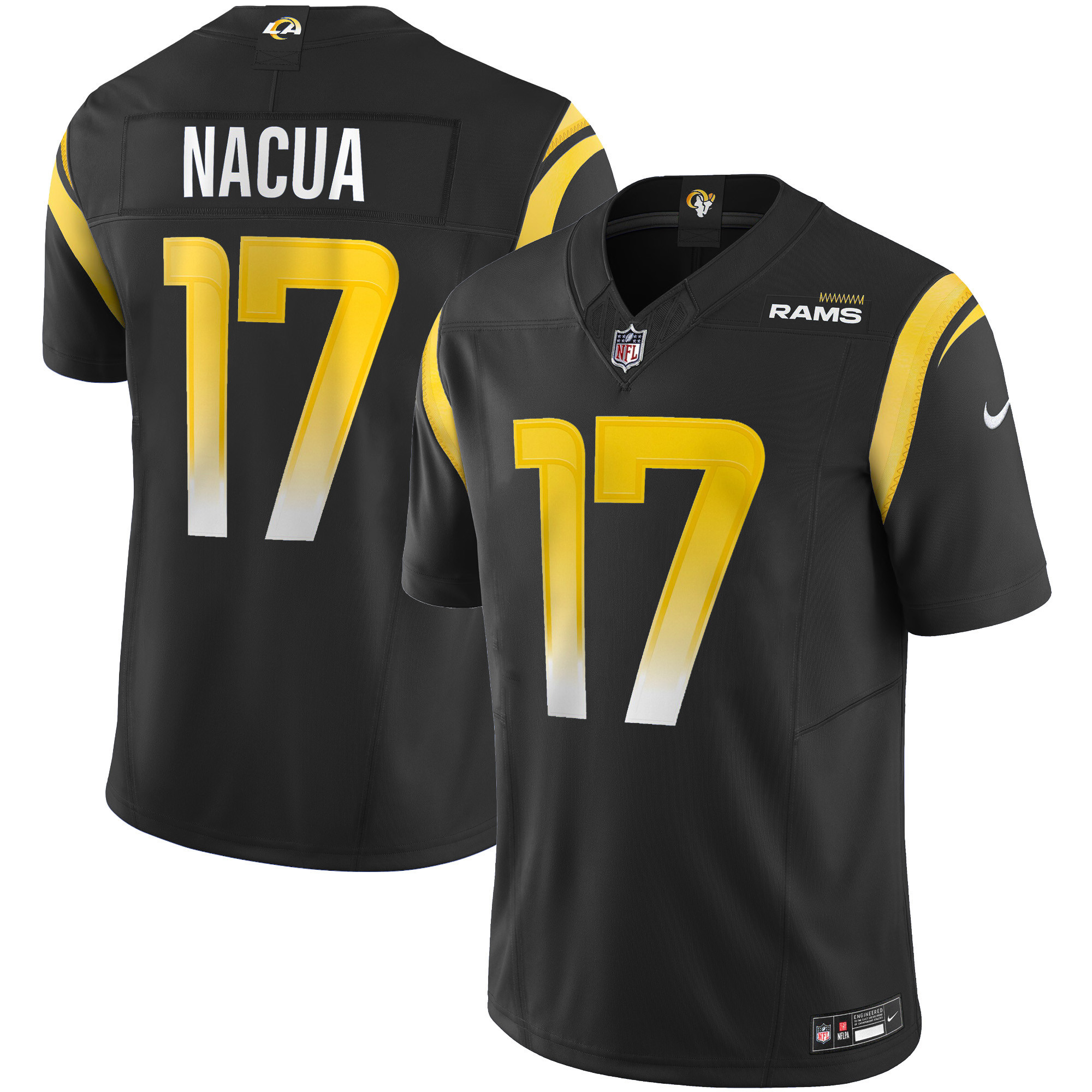 Puka Nacua Men's Los Angeles Rams Vapor Limited Black Jersey - All Stitched