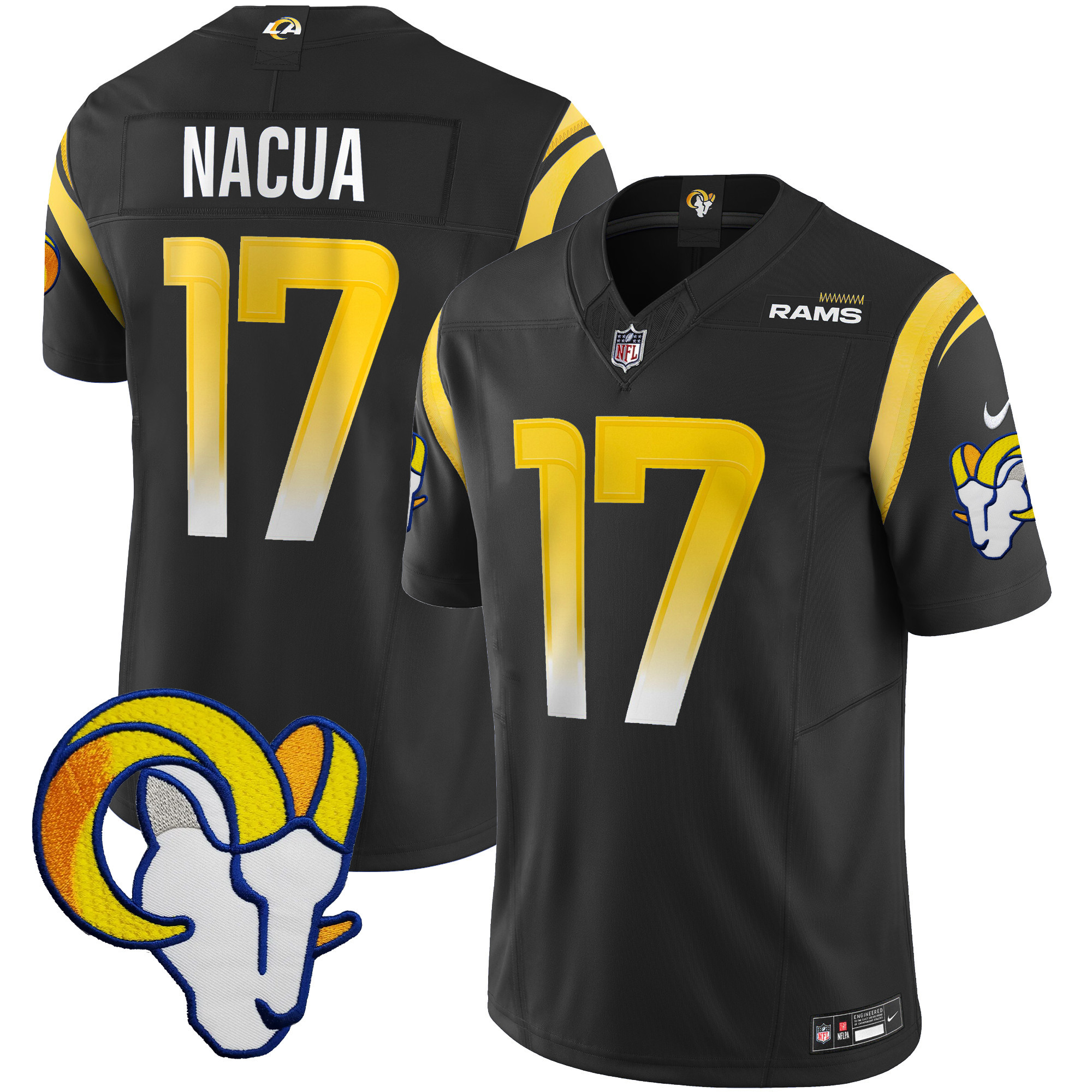 Puka Nacua Men's Los Angeles Rams Vapor Limited Black Jersey - All Stitched