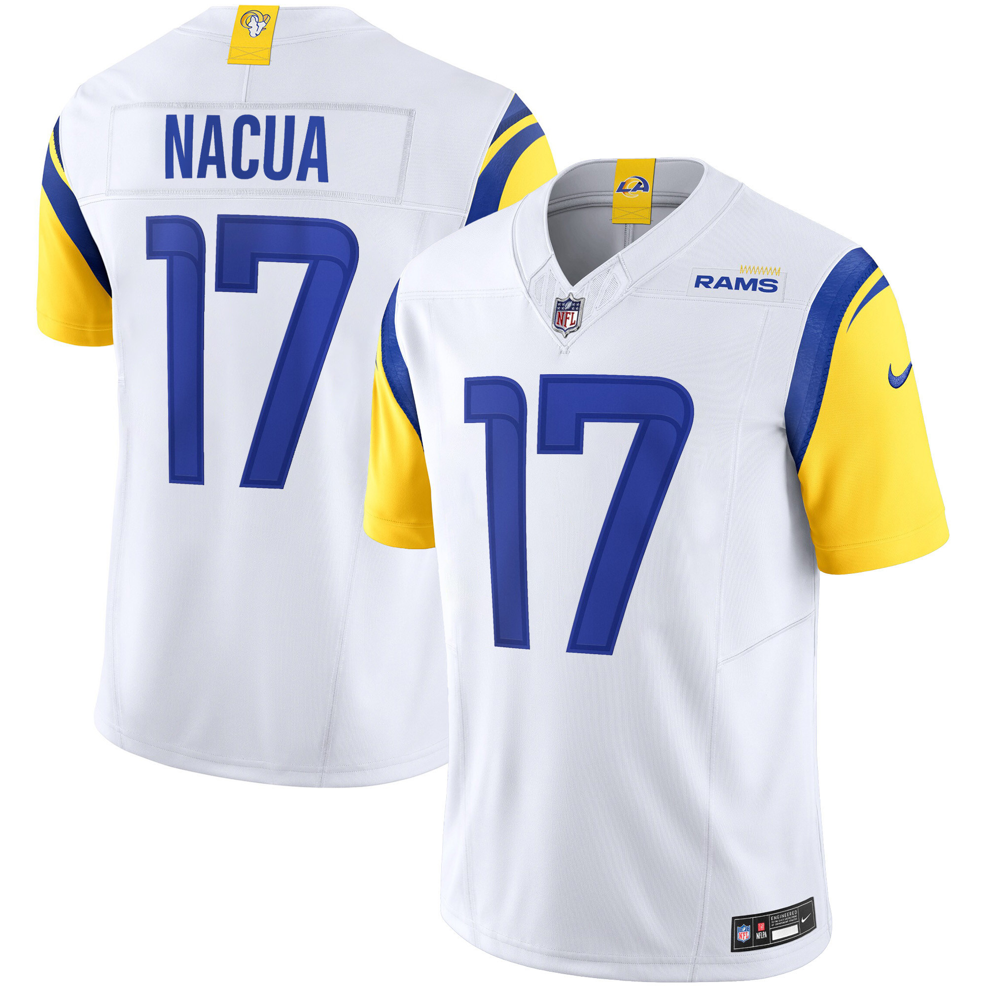 Puka Nacua Men's Los Angeles Rams Vapor Limited White Jersey - All Stitched