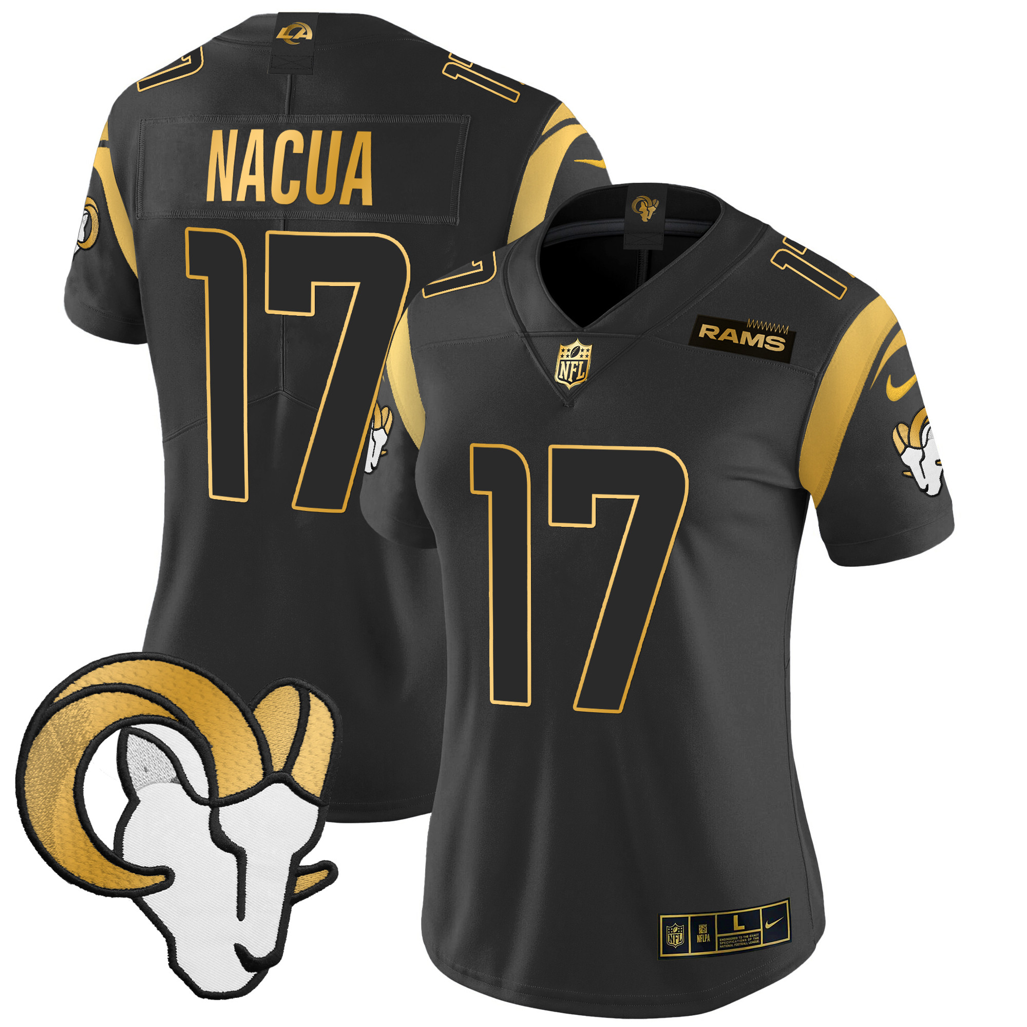 Puka Nacua Women's Los Angeles Rams 2024 Gold Vapor Limited Black Gold Jersey - All Stitched