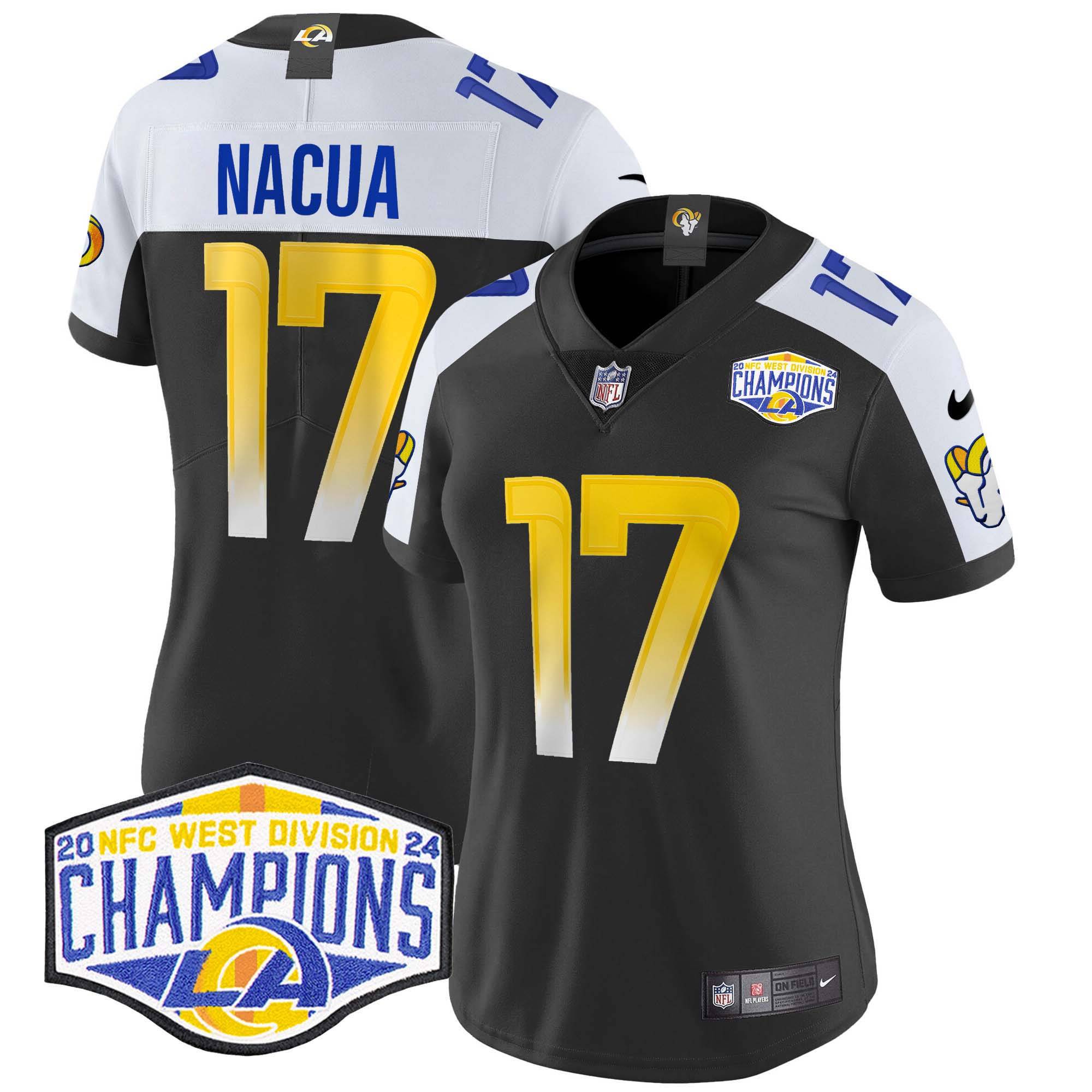 Puka Nacua Women's Los Angeles Rams 2024 NFC West Division Champions Vapor Limited Black Alternate Jersey - All Stitched