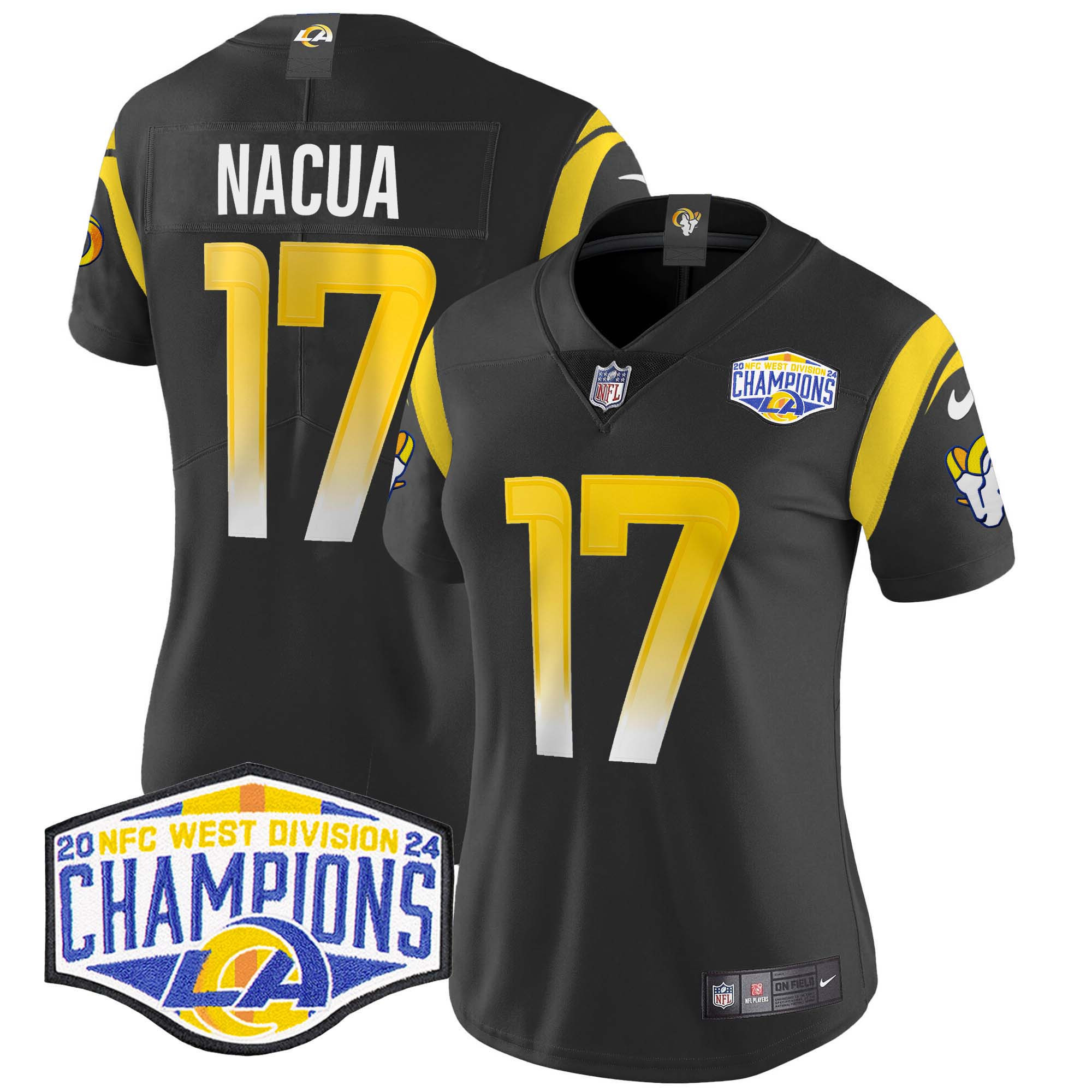 Puka Nacua Women's Los Angeles Rams 2024 NFC West Division Champions Vapor Limited Black Jersey - All Stitched