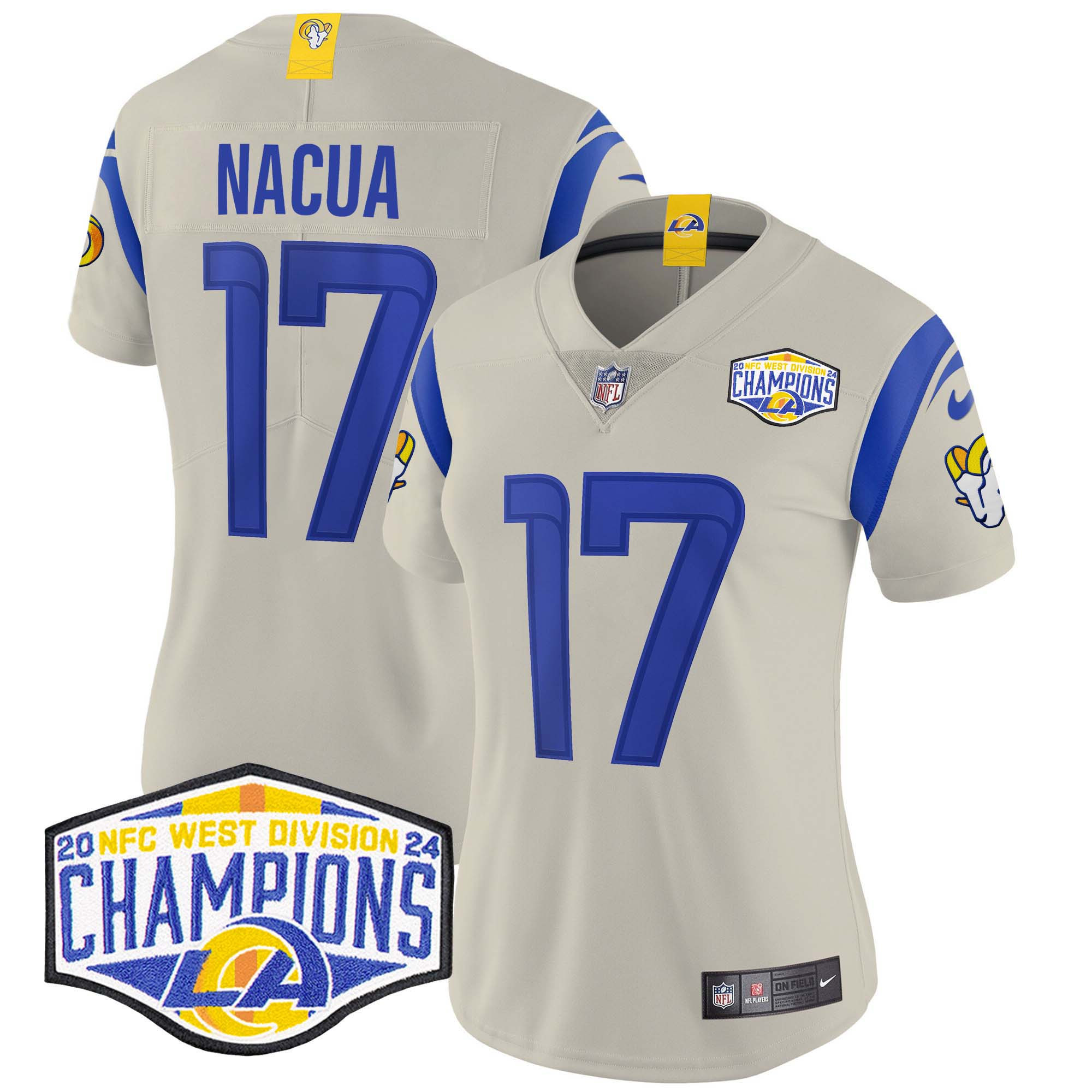 Puka Nacua Women's Los Angeles Rams 2024 NFC West Division Champions Vapor Limited Bone Jersey - All Stitched