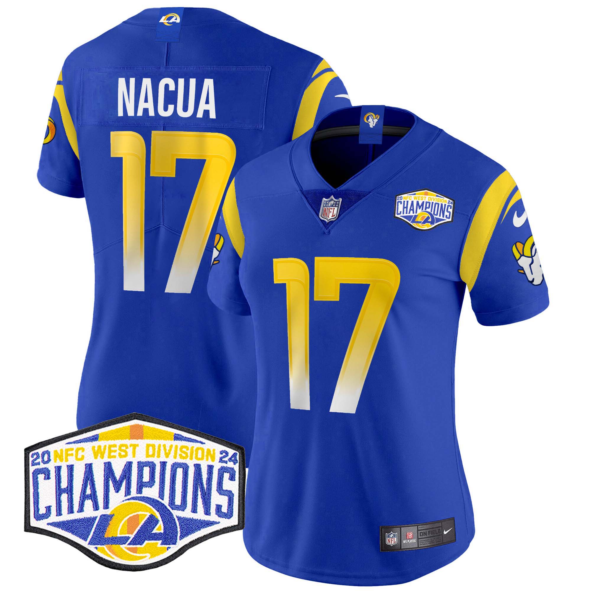 Puka Nacua Women's Los Angeles Rams 2024 NFC West Division Champions Vapor Limited Royal Jersey - All Stitched
