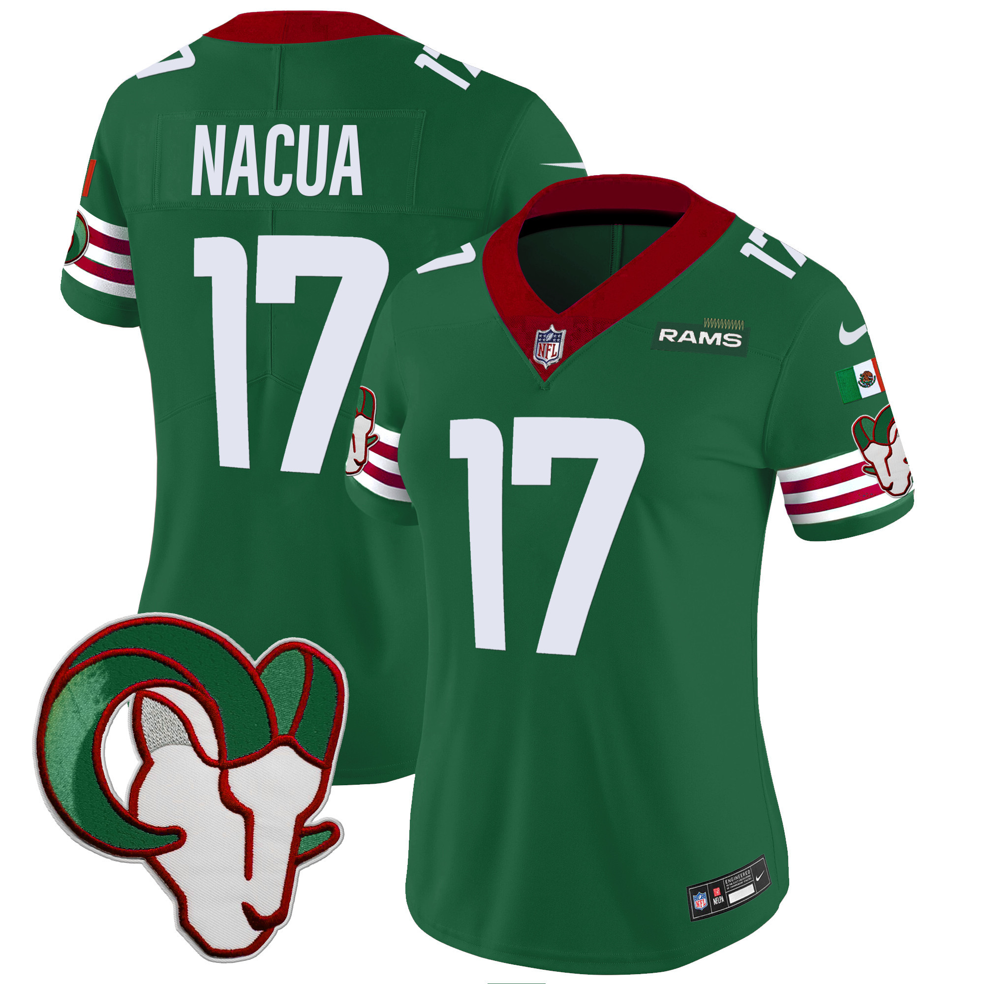 Puka Nacua Women's Los Angeles Rams Mexico Vapor Limited Green Jersey - All Stitched