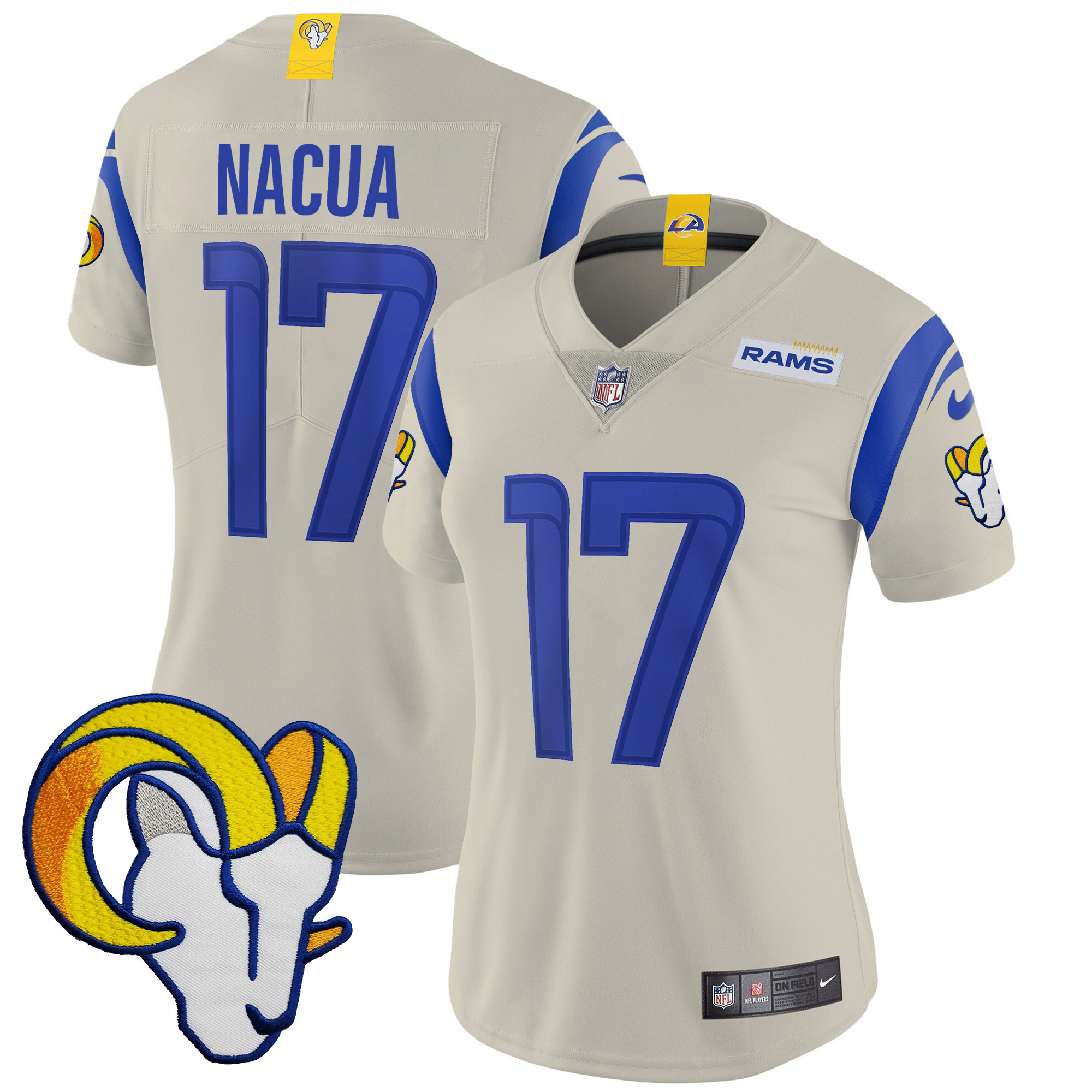Puka Nacua Women's Los Angeles Rams Vapor Limited Bone Jersey - All Stitched