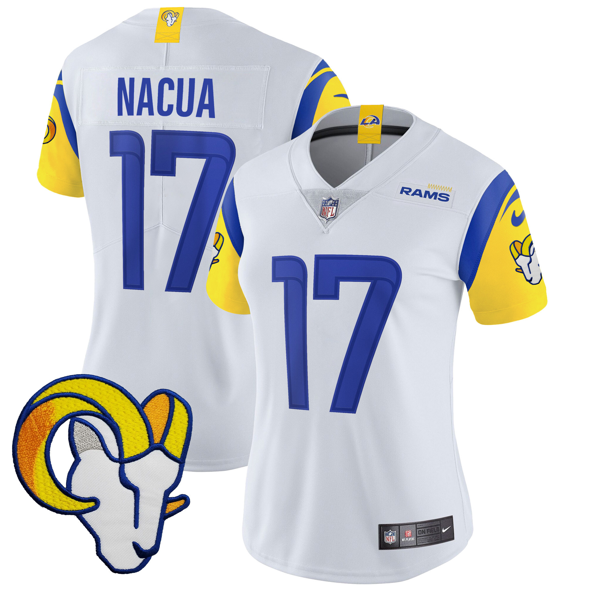 Puka Nacua Women's Los Angeles Rams Vapor Limited White Jersey - All Stitched