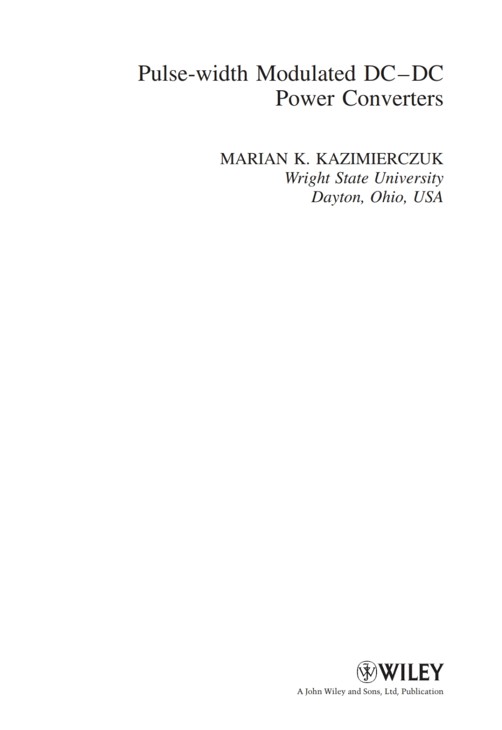 Pulse-width Modulated DC-DC Power Converters 1st Edition â€“ PDF/EPUB Version Downloadable