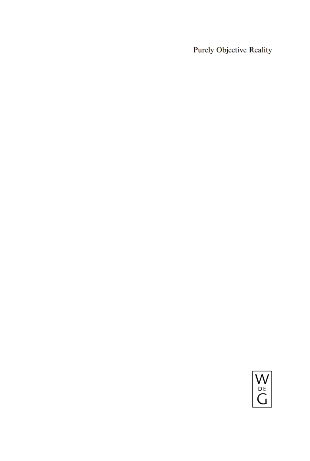 Purely Objective Reality 1st Edition â€“ PDF/EPUB Version Downloadable