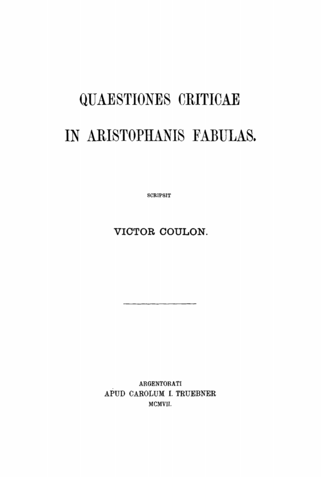 Quaestiones criticae in Aristophanis fabulas 1st Edition â€“ PDF/EPUB Version Downloadable