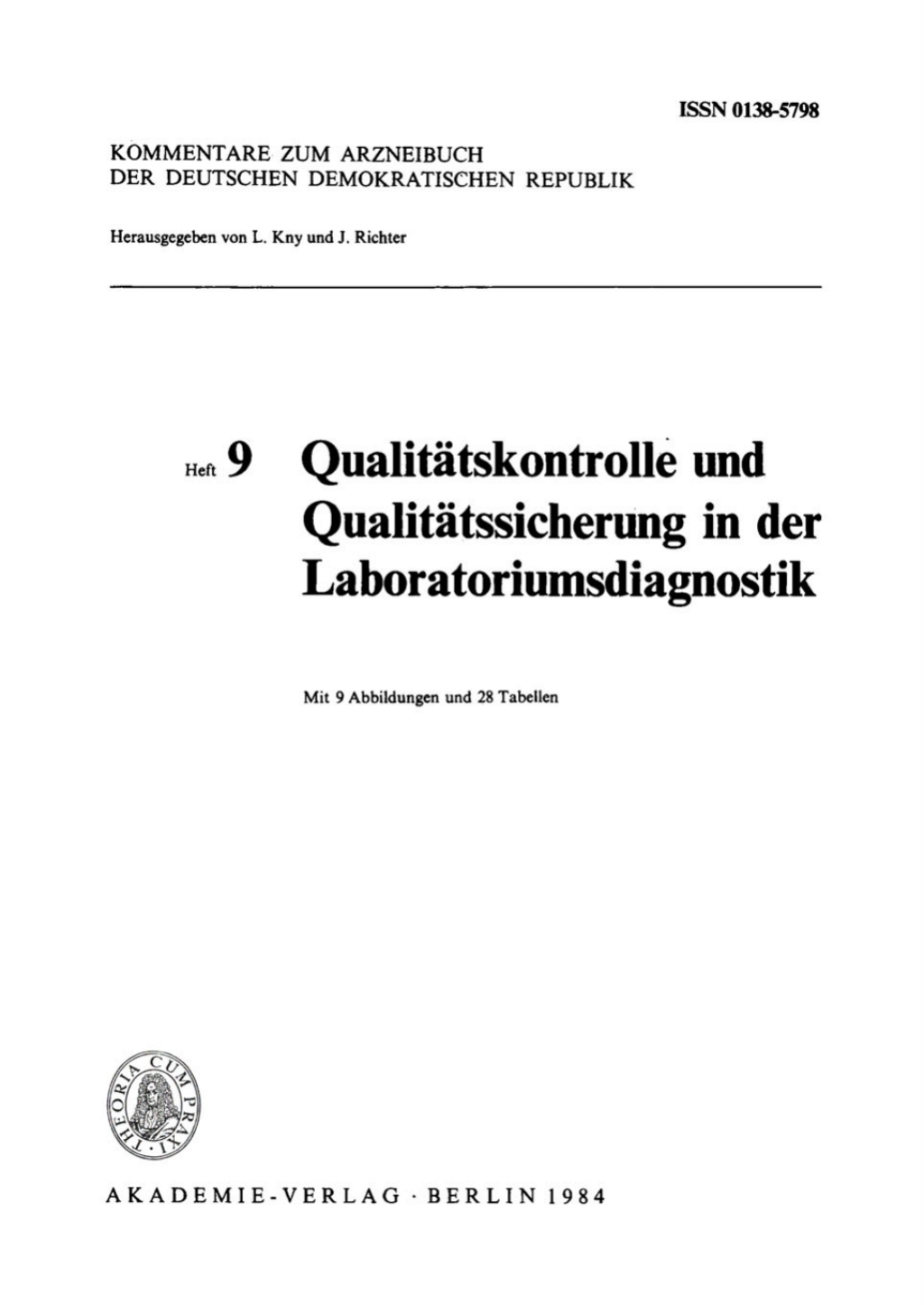 QualitÃ¤tskontrolle und QualitÃ¤tssicherung in der Laboratoriumsdiagnostik 1st Edition â€“ PDF/EPUB Version Downloadable
