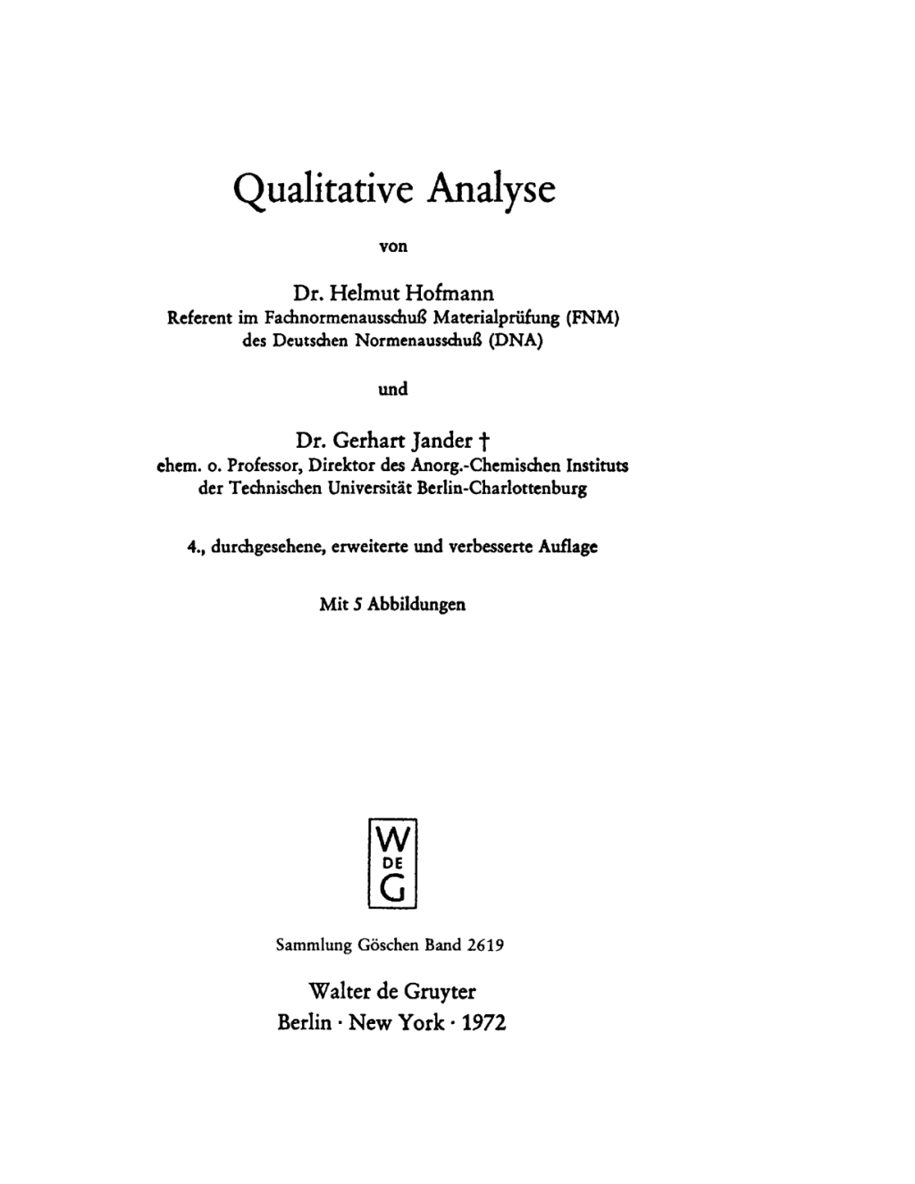 Qualitative Analyse 4th Edition â€“ PDF/EPUB Version Downloadable