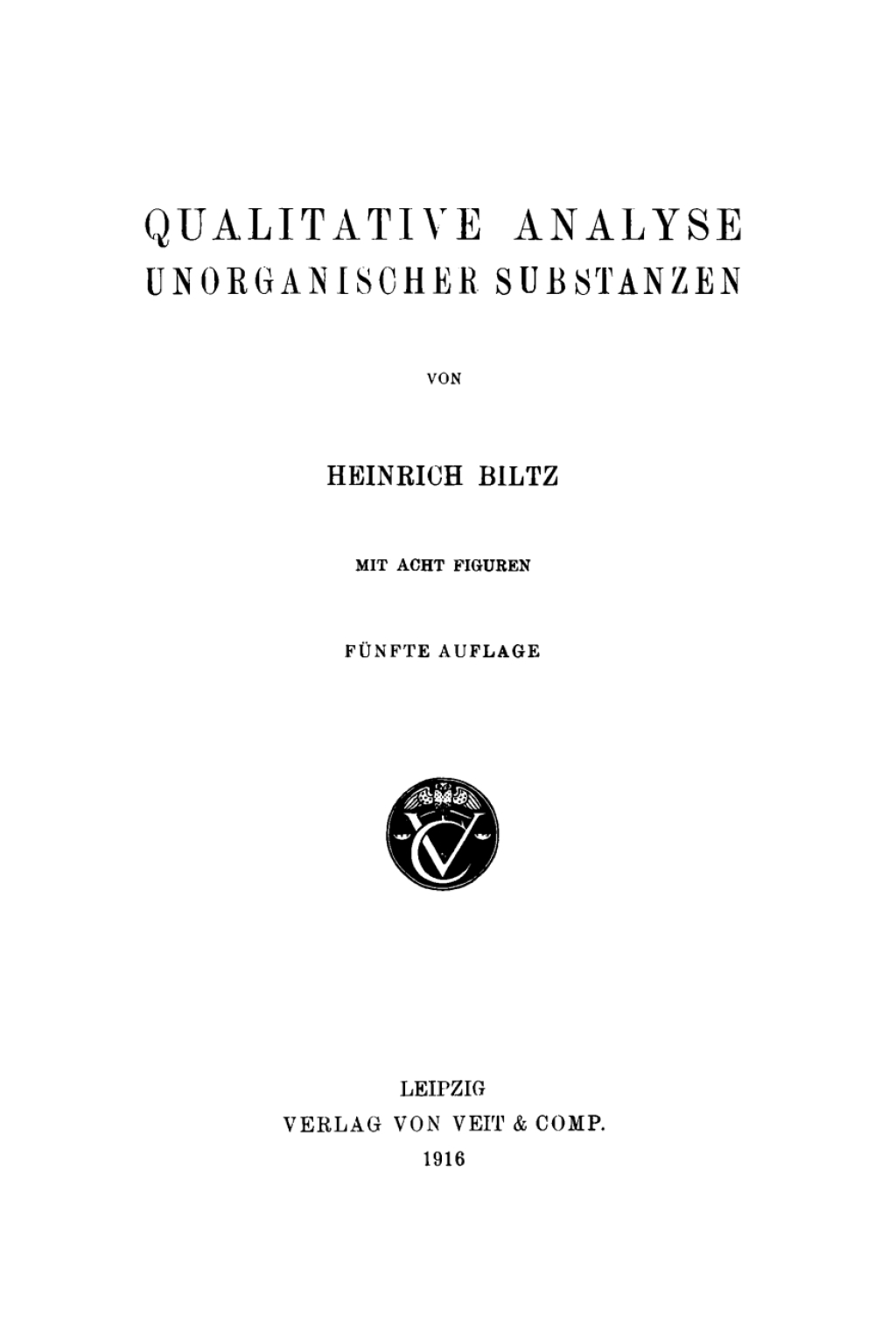 Qualitative Analyse unorganischer Substanzen 5th Edition â€“ PDF/EPUB Version Downloadable